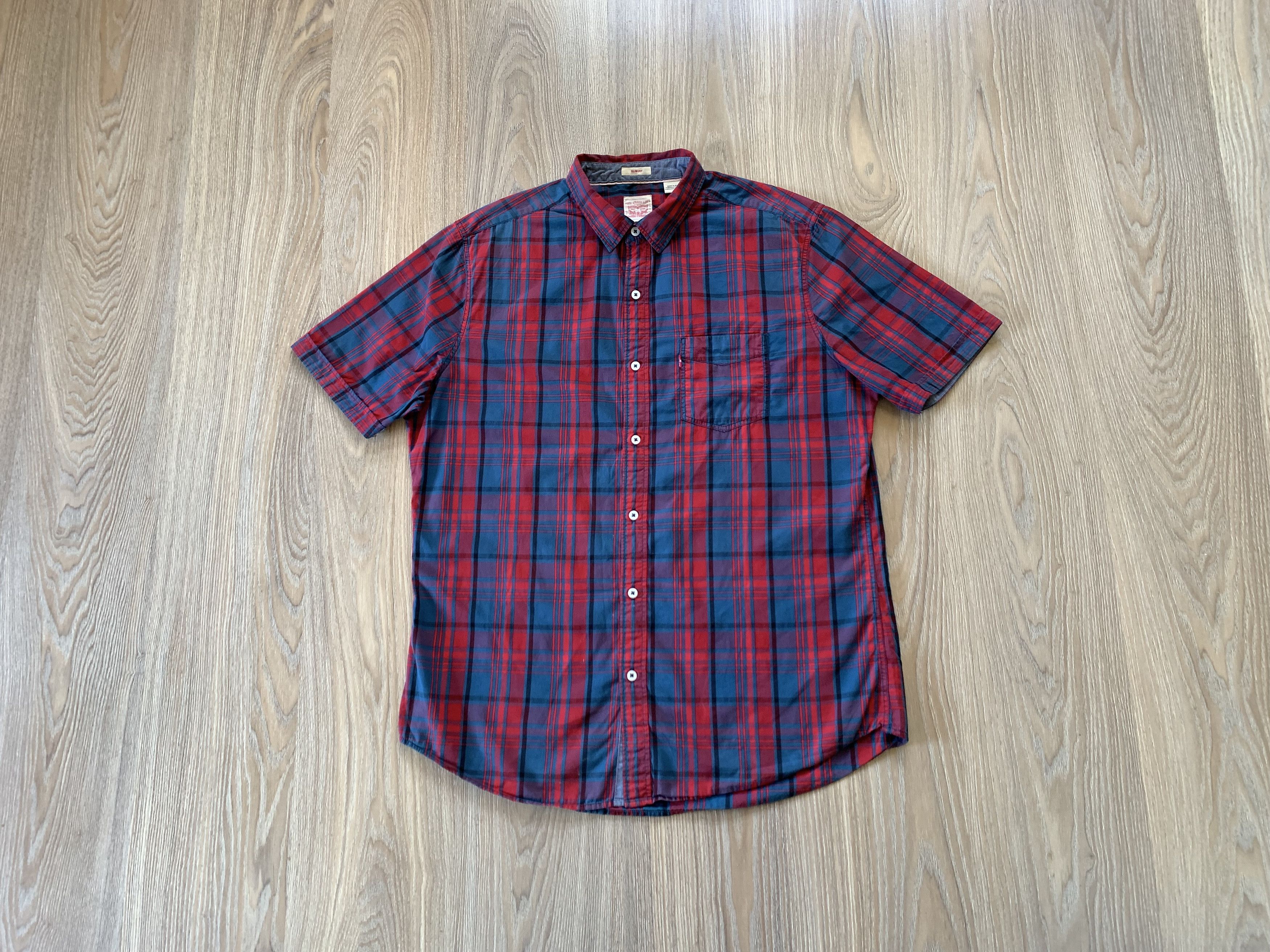 Levi's Levi's Slim Fit Short Sleeve Plaid Shirt Size US XL / EU 56 / 4 - 1 Thumbnail