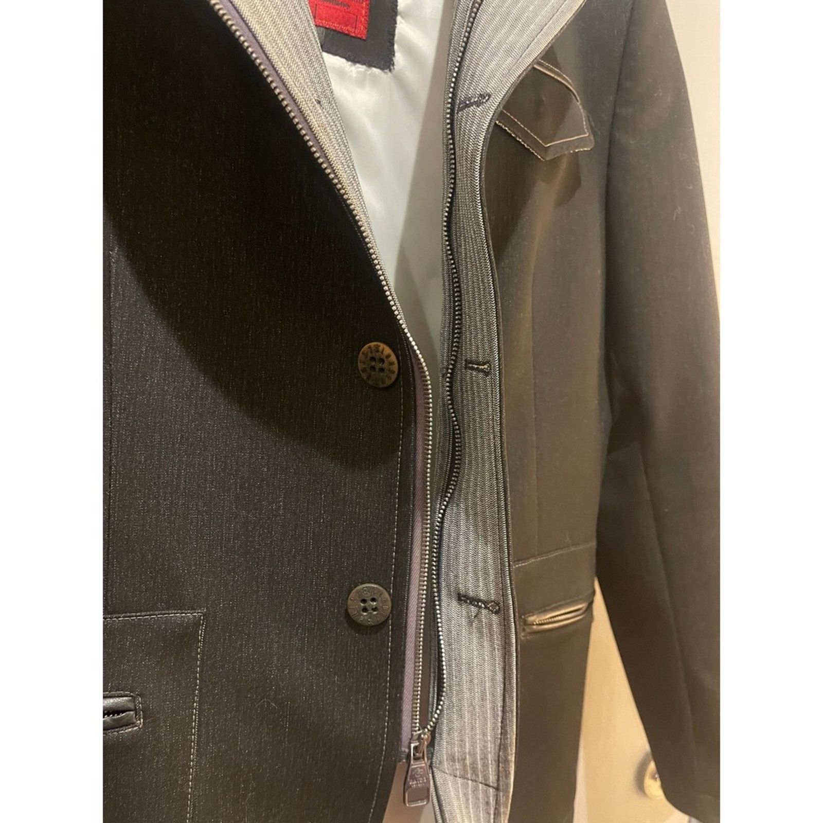 RNT23 RNT23 Jeans Mens Blazer Jacket Size M Black Layered Size US M / EU 48-50 / 2 - 3 Thumbnail