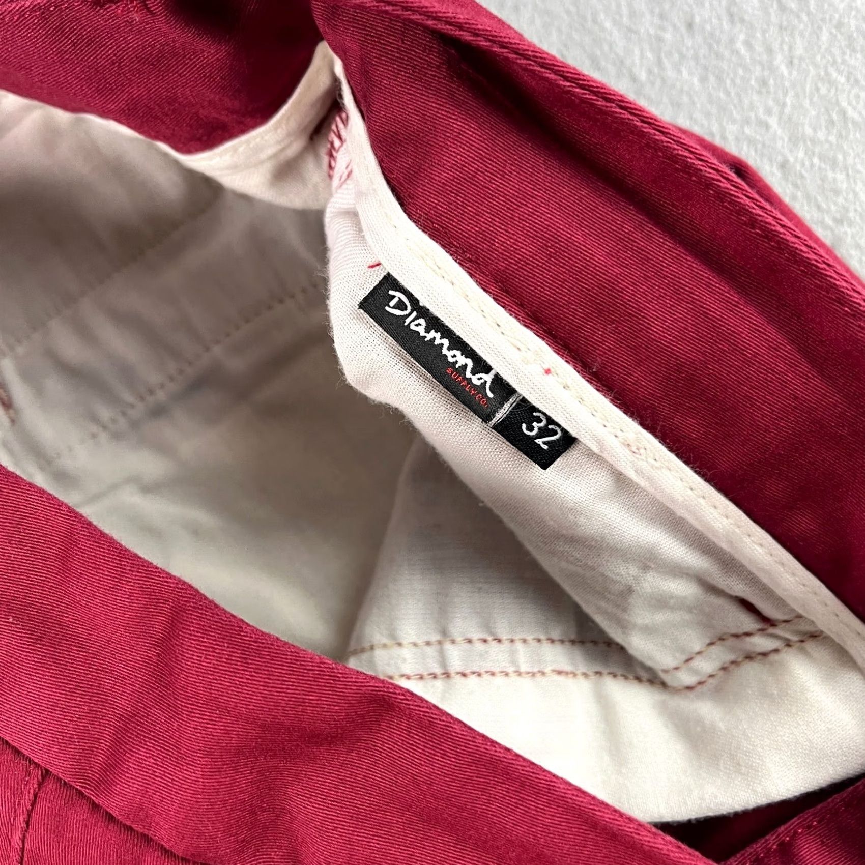 Diamond Supply Co. Diamond Supply Co. Pants Slim Tapered Jogger Mens Size 32 34x29 Red Cotton Front Zip Logo Casual Pants Size US 32 / EU 48 - 4 Thumbnail