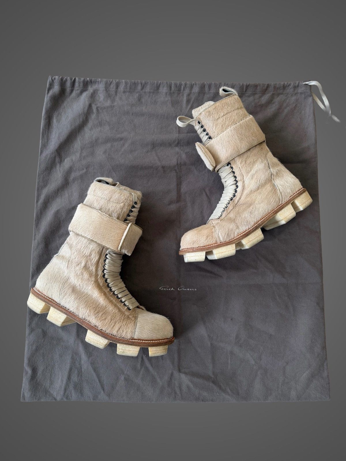 Rick Owens Rick Owens Ponyhair Megatooth Runway Hi-Top Boots from AW13 Size US 13 / EU 46 - 12 Thumbnail