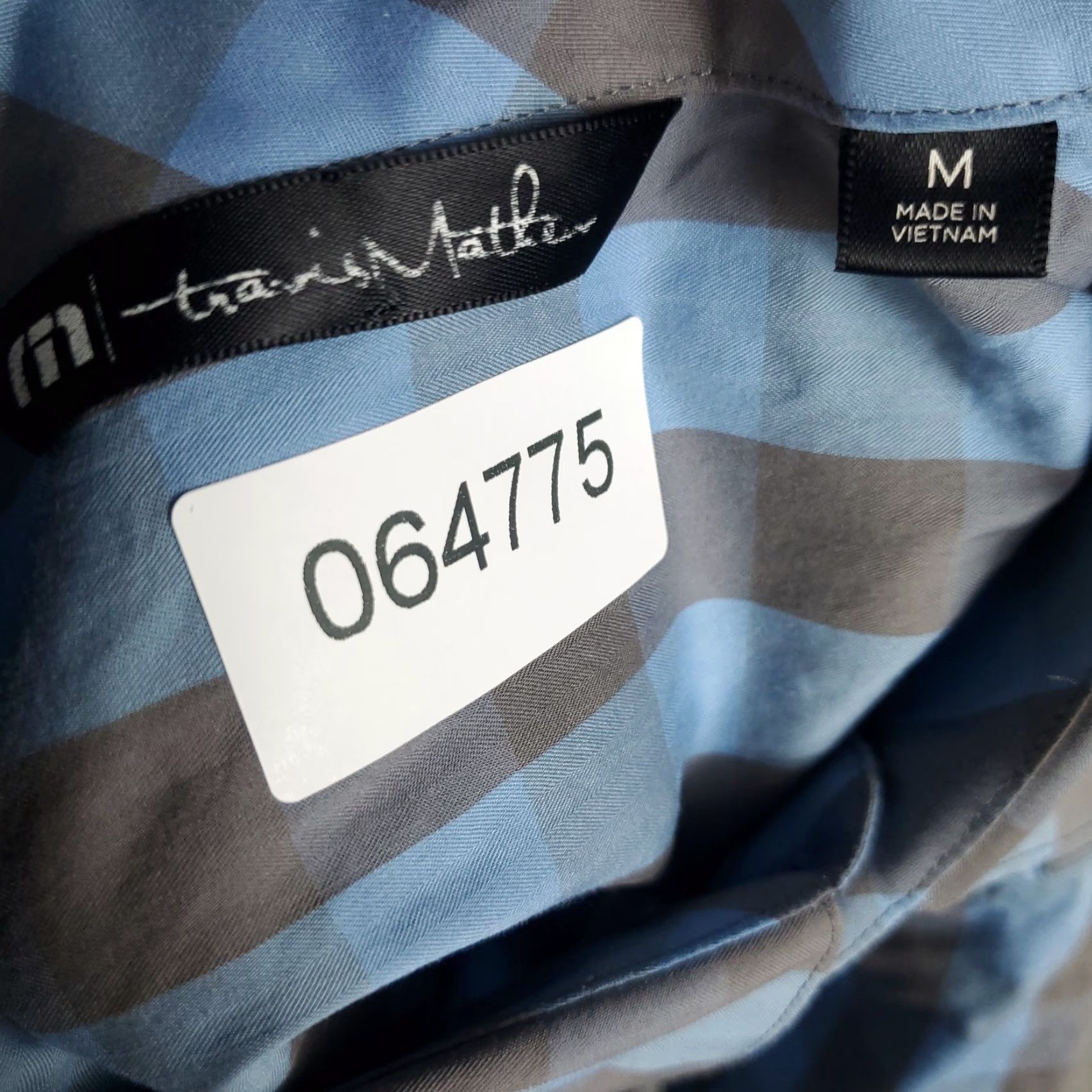 TravisMathew Travis Mathew Shirt Mens Size XL Blue Gray Check Nylon Button Up Short Sleeve Size US XL / EU 56 / 4 - 7 Thumbnail