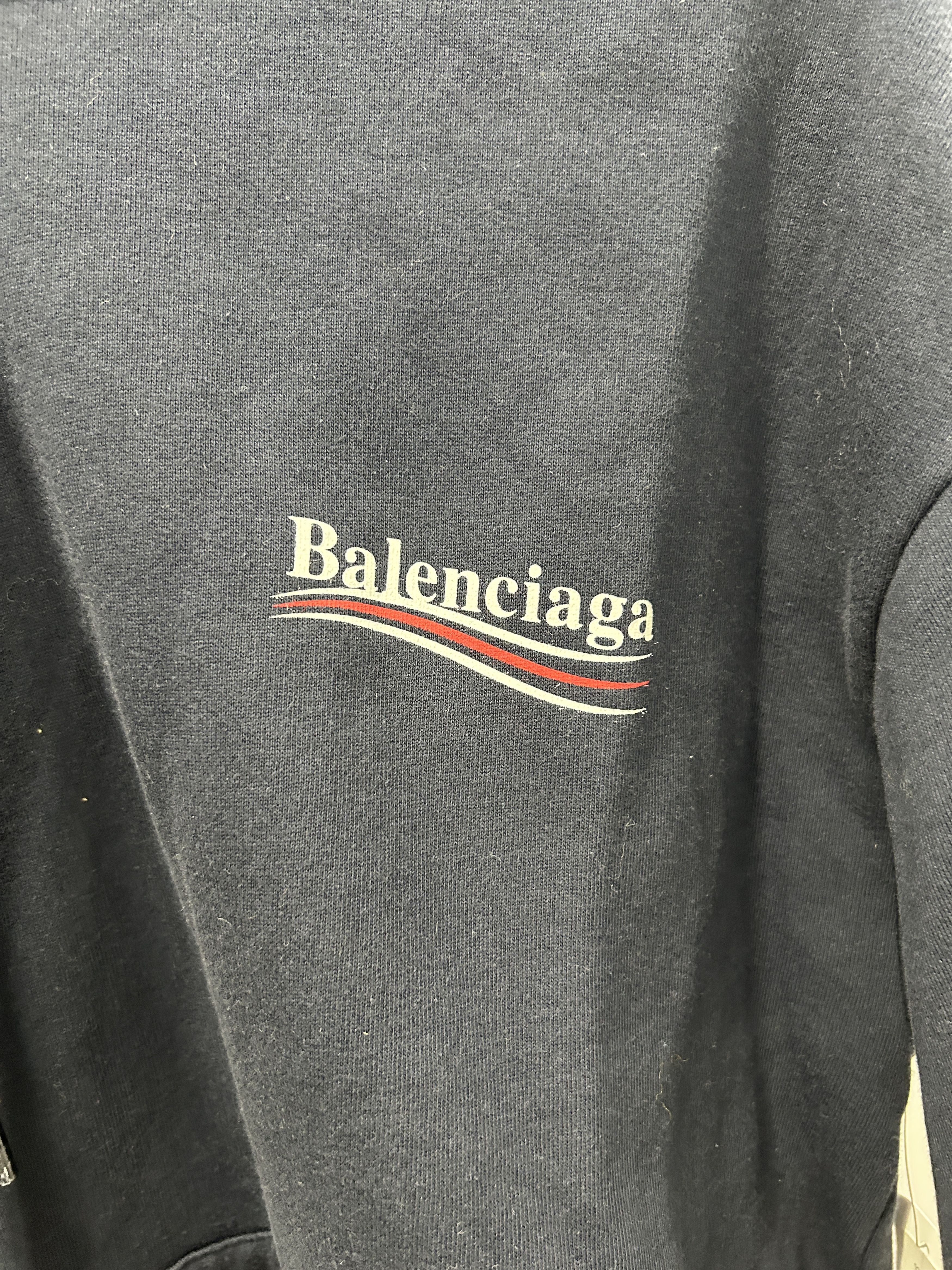 Balenciaga Balenciaga 2018 Campaign Logo Navy Hoodie Pullover Size US XL / EU 56 / 4 - 3 Thumbnail