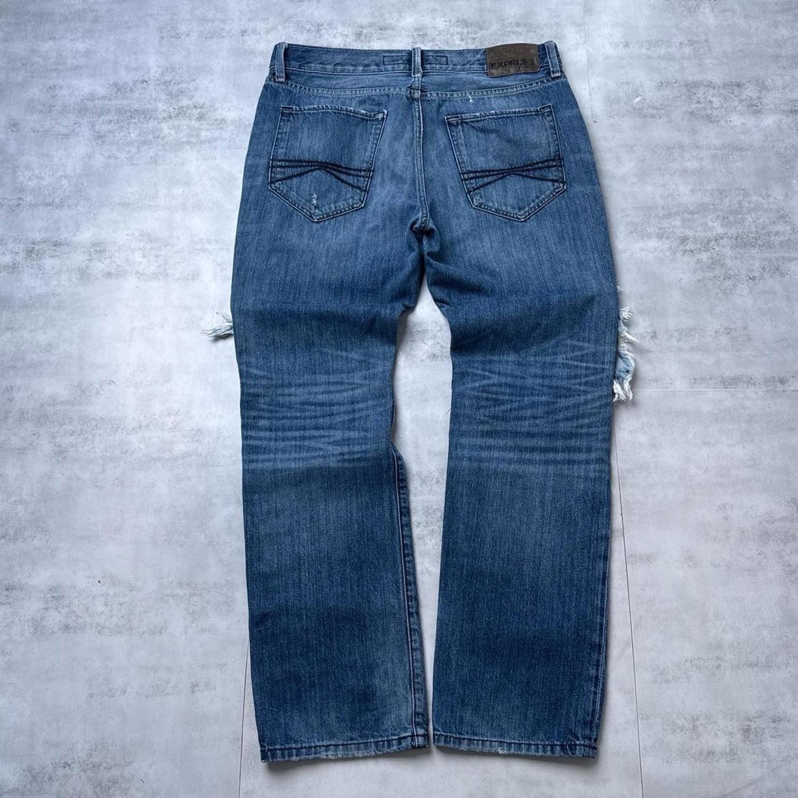 Express Y2K Express 00s blue distressed denim jeans Size US 32 / EU 48 - 2 Thumbnail