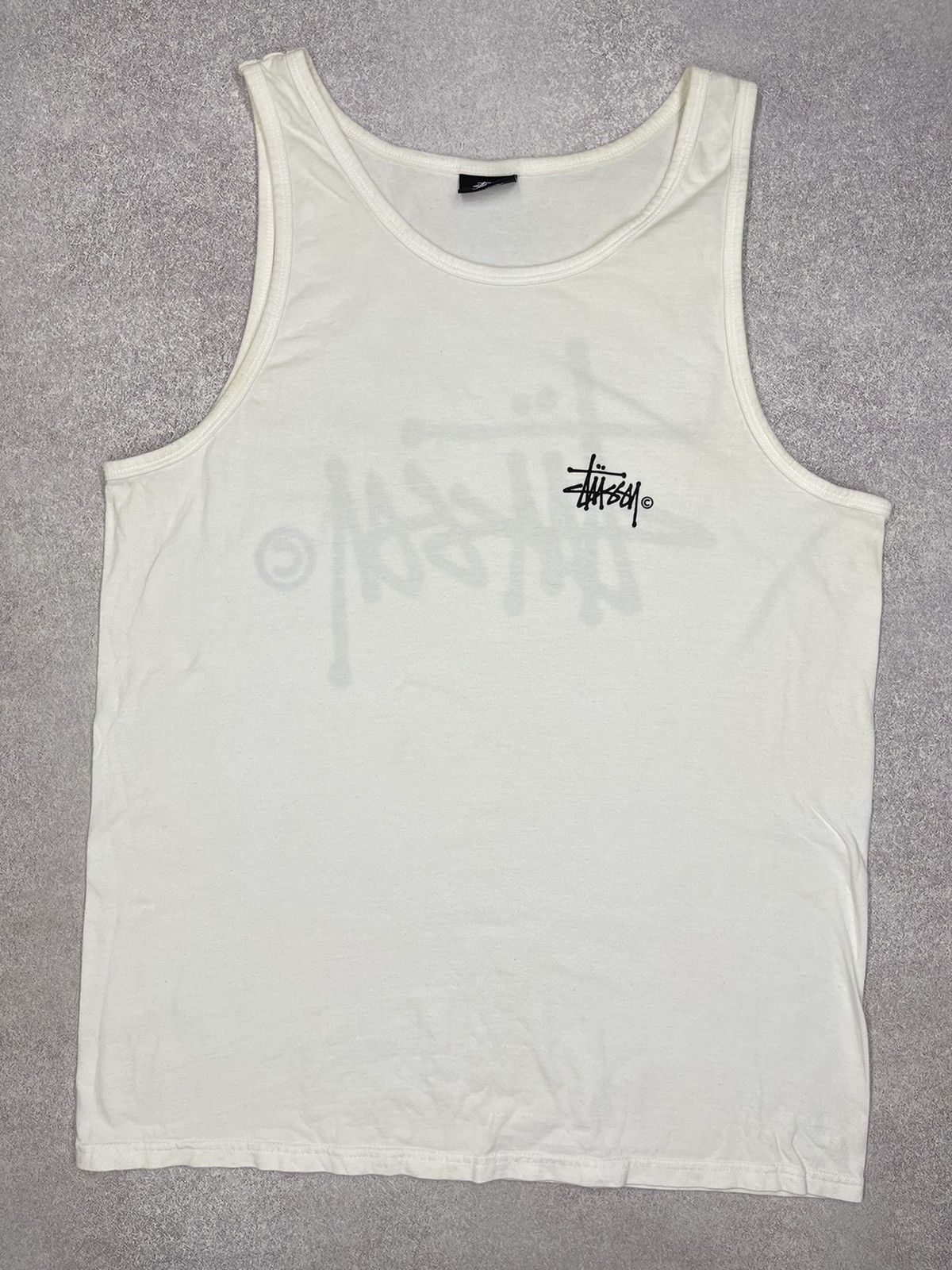 Stussy Vintage Stussy Tank Tops White Big Logo Y2K T Shirt Size L Size US L / EU 52-54 / 3 - 6 Thumbnail