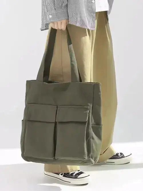 Japanese Brand Fashion canvas tote bag with pocket vintage Size ONE SIZE - 1 Thumbnail