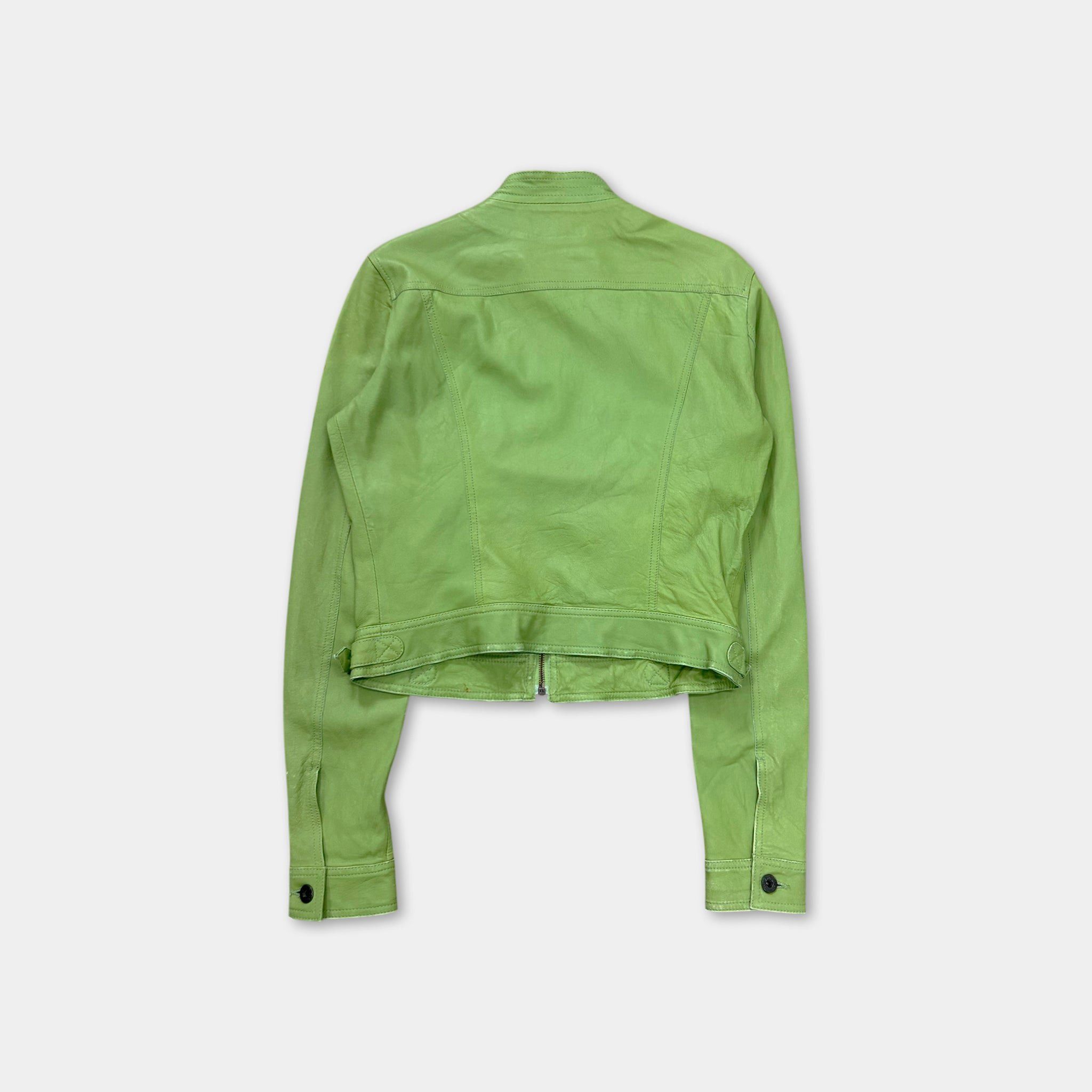 Dolce & Gabbana 2000's Dolce & Gabbana Matcha Green Leather Jacket Size S / US 4 / IT 40 - 6 Thumbnail