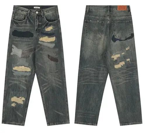 Jean Patchwork Baggy Jeans Size US 34 / EU 50 - 4 Thumbnail