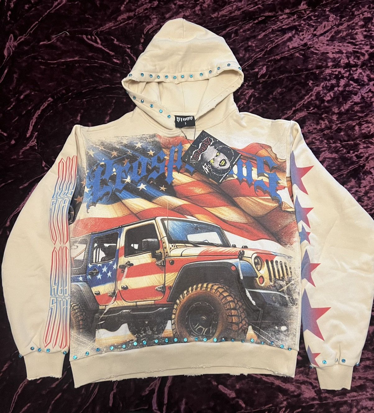 Other STRAY USA Flag Studded Graphic Beige Pullover Hoodie Men S Size US S / EU 44-46 / 1 - 1 Thumbnail
