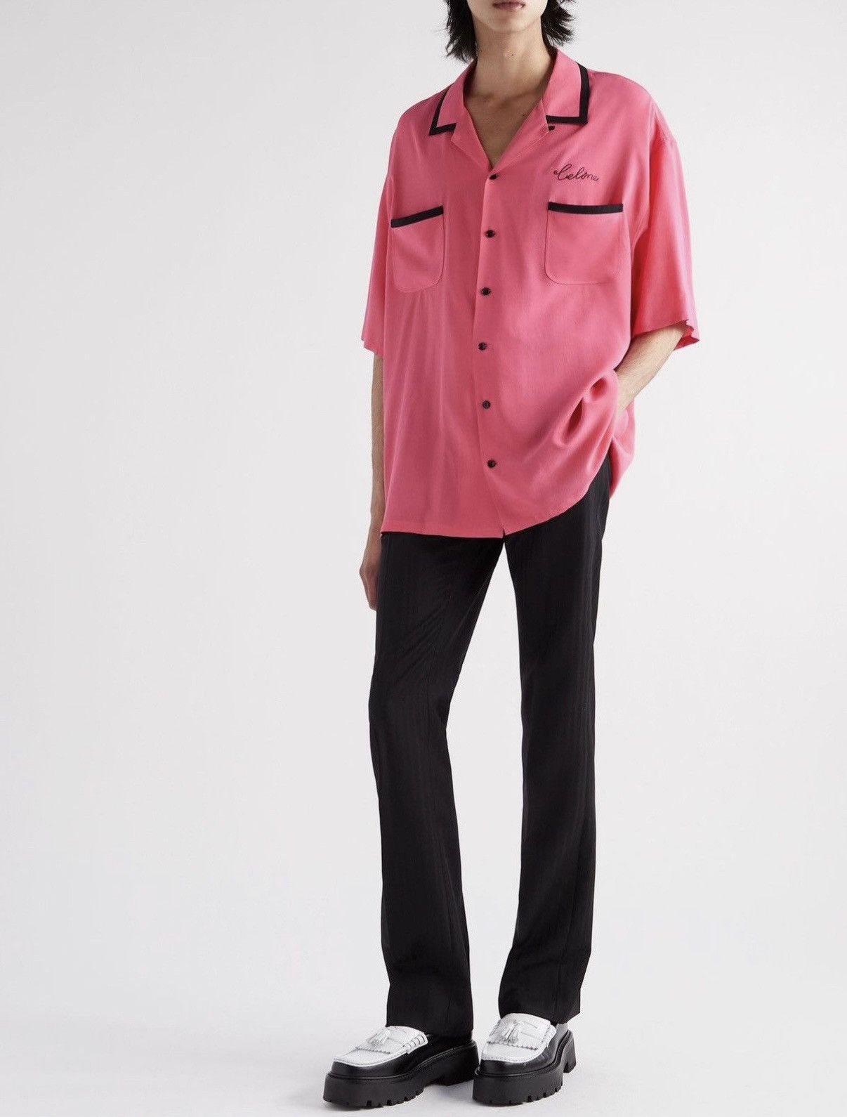 Celine SS21 Celine Dancing Kid Hedi bowling Hawaiian shirt logo 42 Size US L / EU 52-54 / 3 - 19 Thumbnail