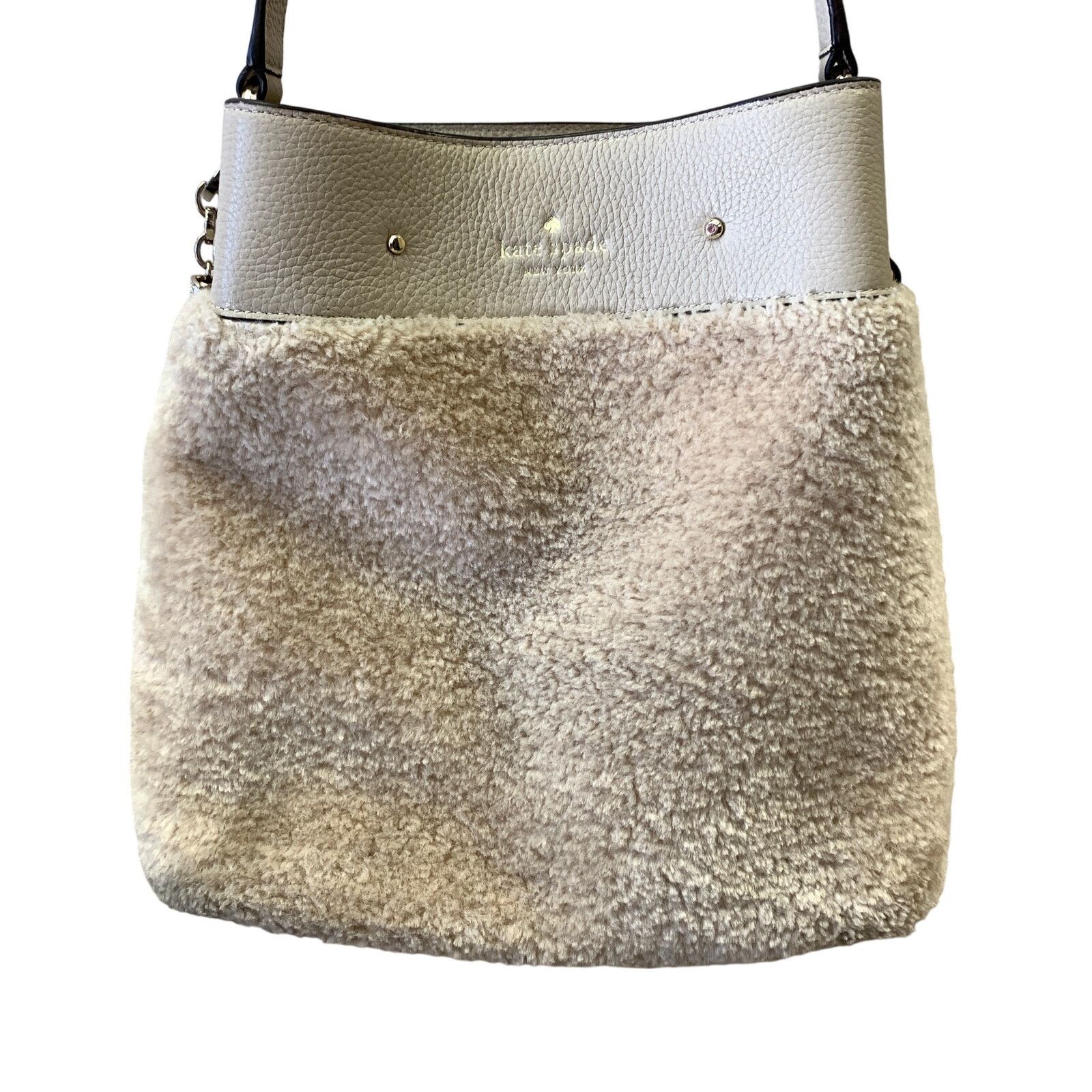 Kate Spade Kate Spade Marti Shearling Bucket Bag Beige Leather Size ONE SIZE - 4 Thumbnail