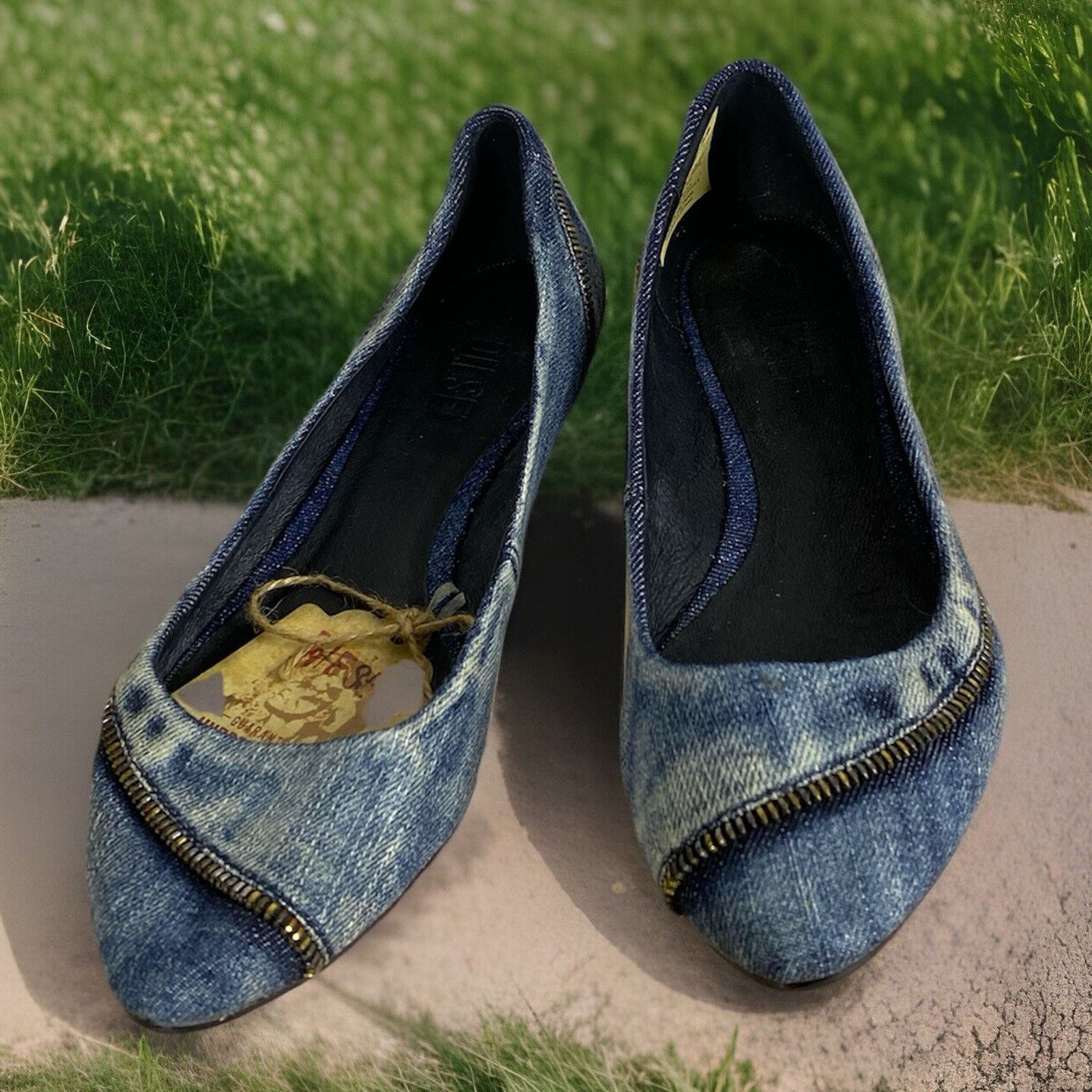 Diesel NWOT Diesel FALKY Women 7.5US Denim Blue Modern Ballet Shoes Size US 7.5 / IT 37.5 - 1 Thumbnail