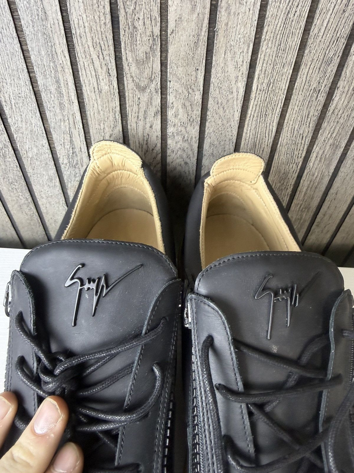 Giuseppe Zanotti Giuseppe Zanotti Men's Black Leather Low-Top Sneakers Size US 15 / EU 48 - 2 Thumbnail