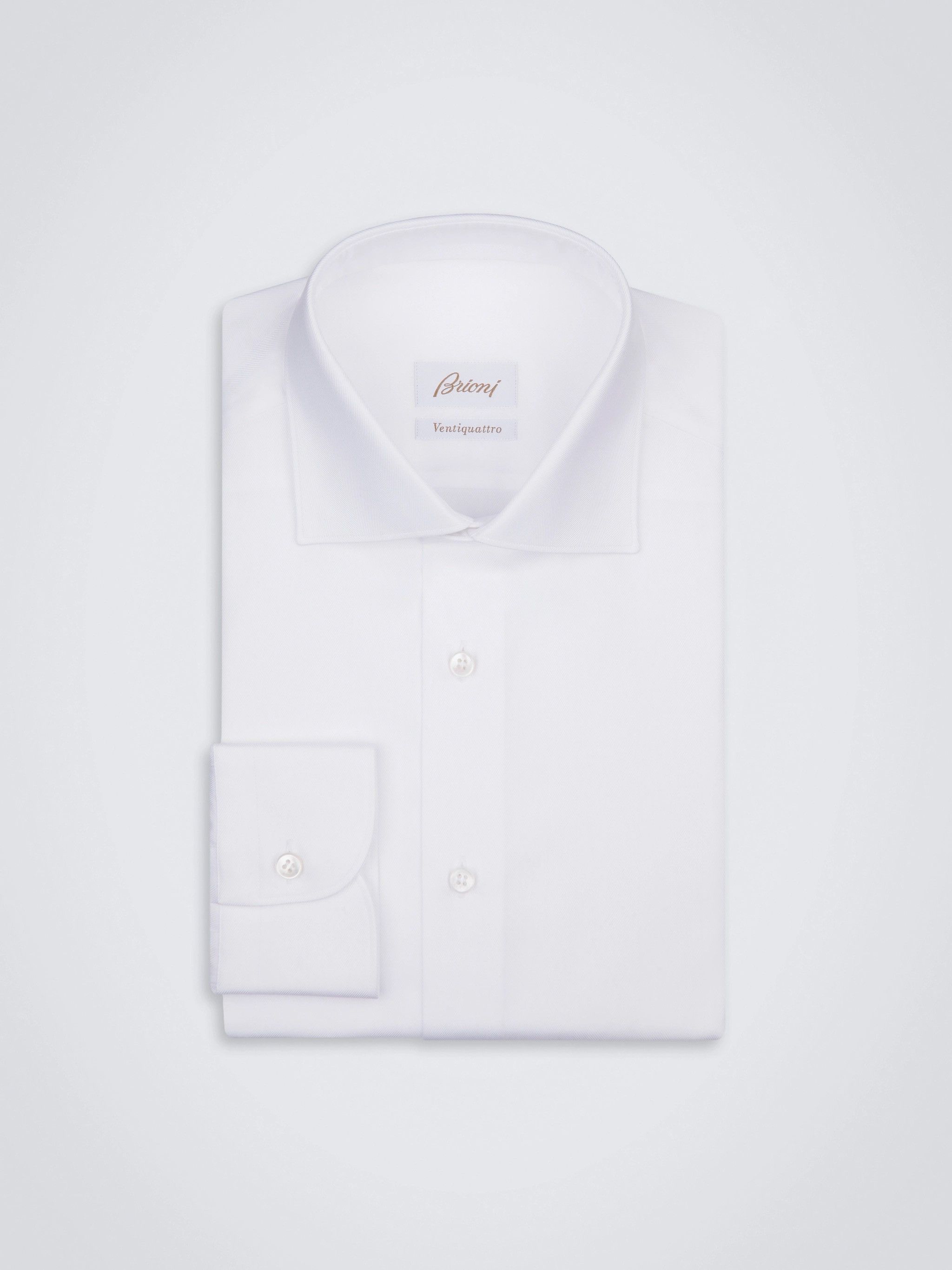 Brioni Brioni Essential White Ventiquattro Cotton Formal Shirt Size US M / EU 48-50 / 2 - 1 Thumbnail