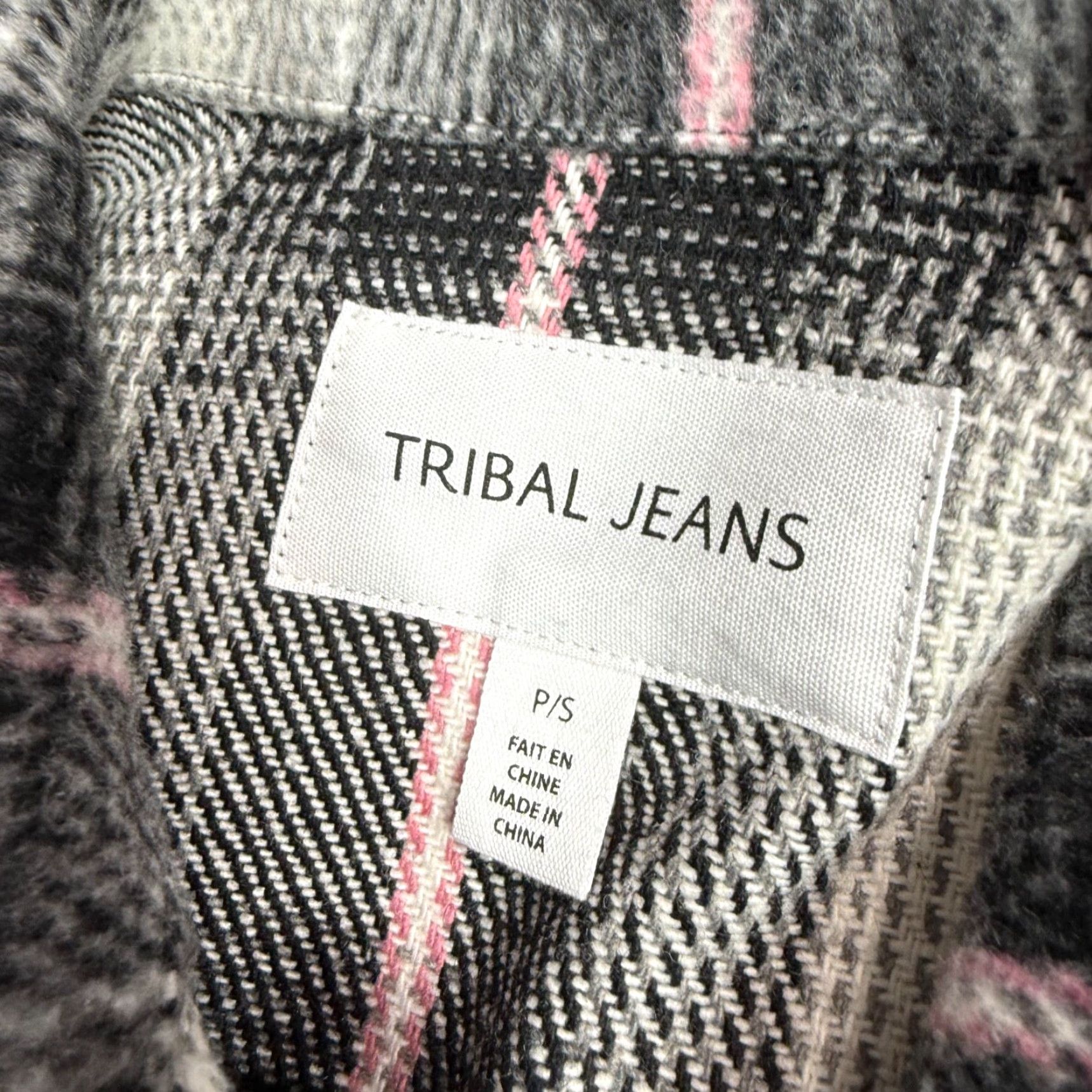 Vintage Tribal Jeans Shirt Jacket Womens Plaid Flannel Button Front Black/White Size S Size S / US 4 / IT 40 - 6 Thumbnail