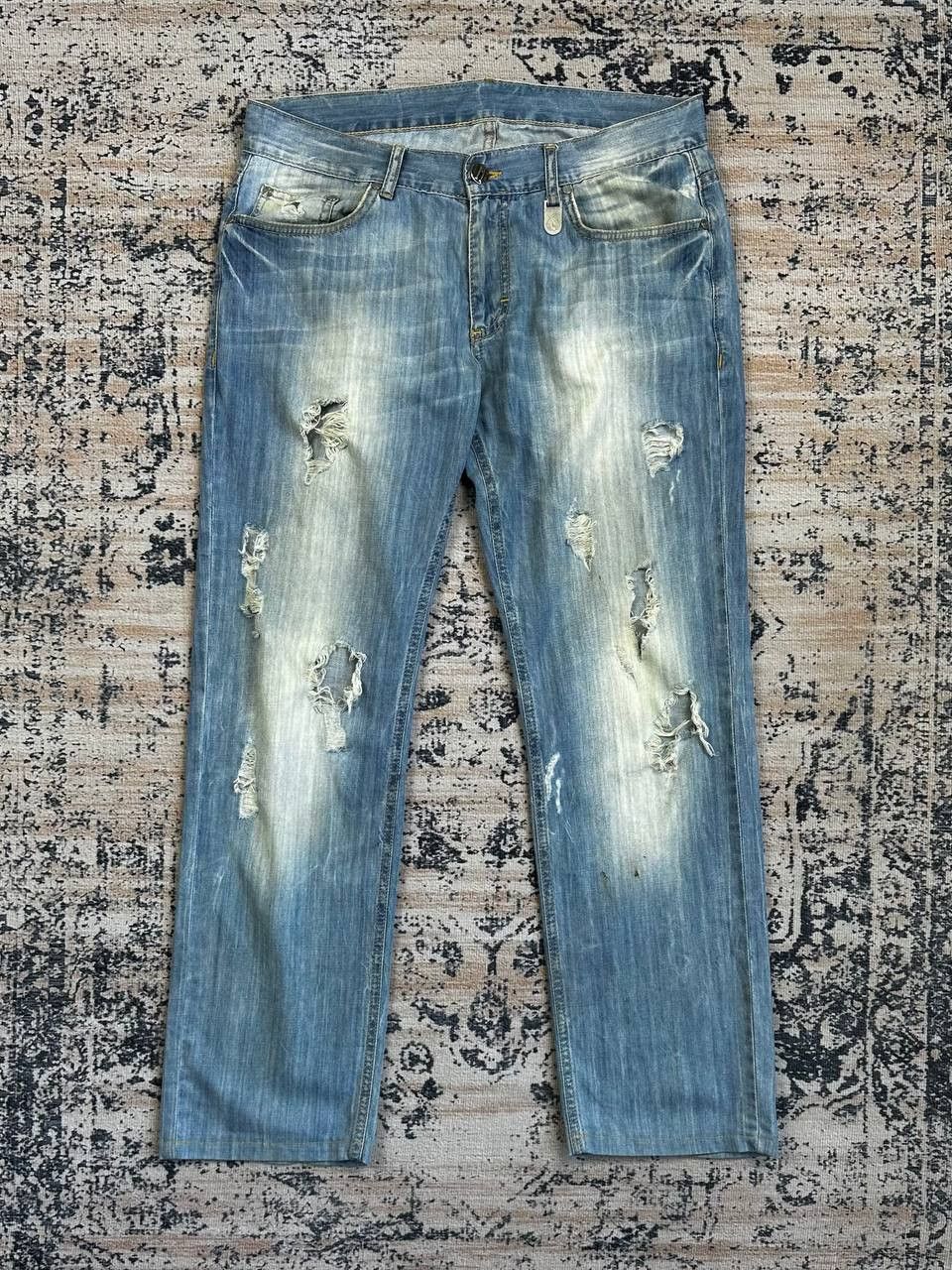 Dirk Bikkembergs Bikkembergs Distressed Vintage Blue Baggy Jeans Size US 33 - 3 Thumbnail