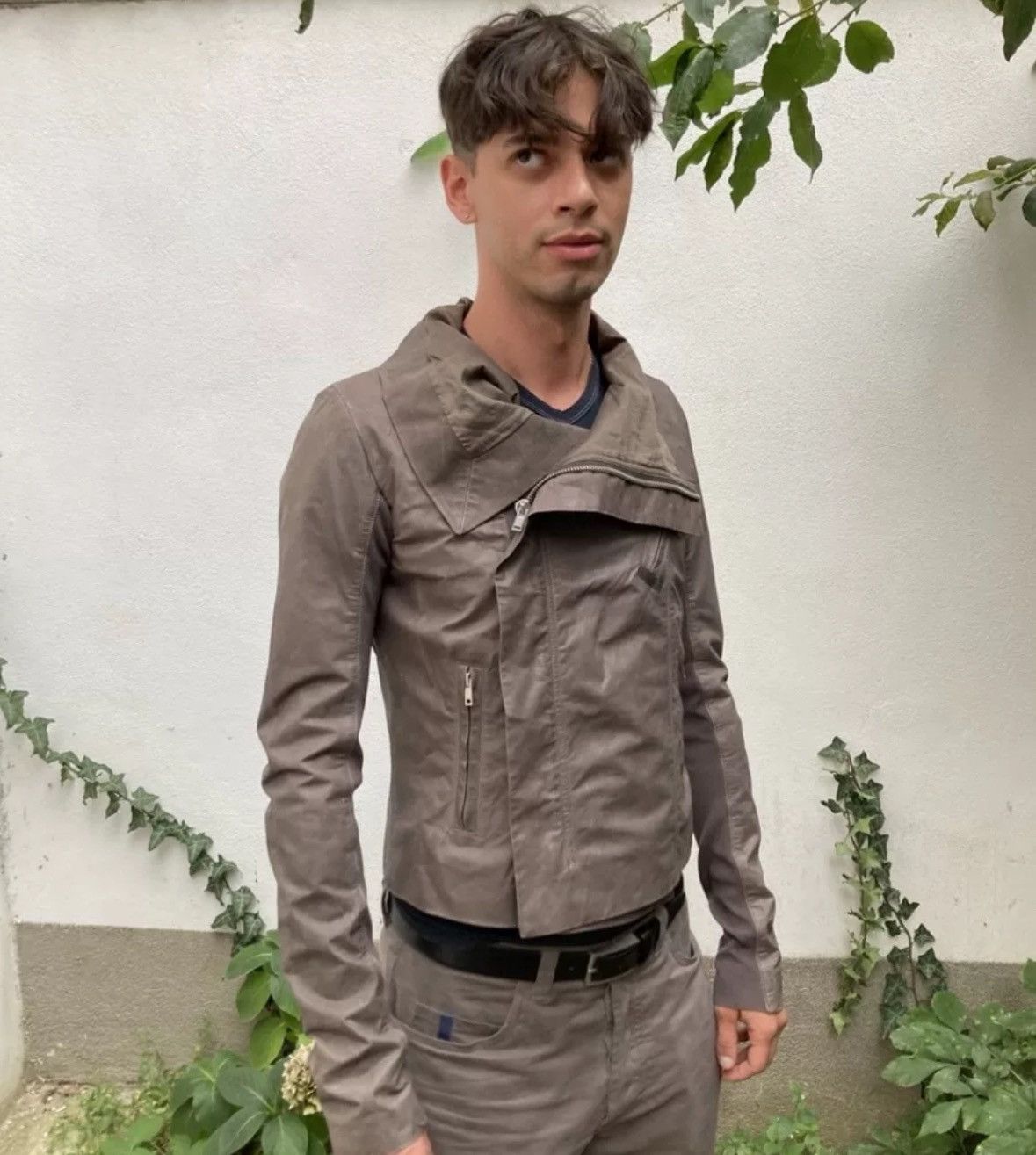 Rick Owens Rick Owens Dark Pioneer Brick Grey Motorcycle Jacket Size US XL / EU 56 / 4 - 8 Thumbnail