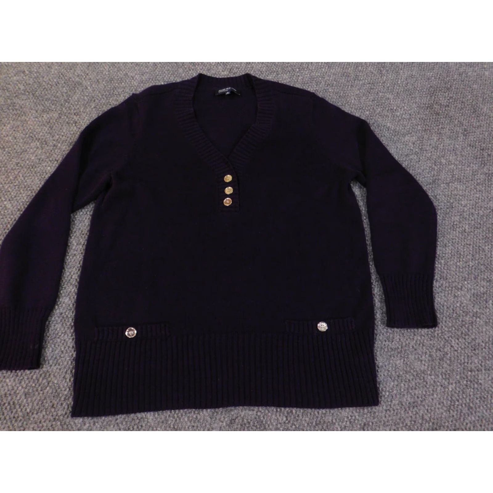 Jones New York Jones New York Sweater 1X Womens Purple Cotton Knit Pullover V-Neck Long Sleeve Stretch Logo Classic Size XL / US 12-14 / IT 48-50 - 3 Thumbnail