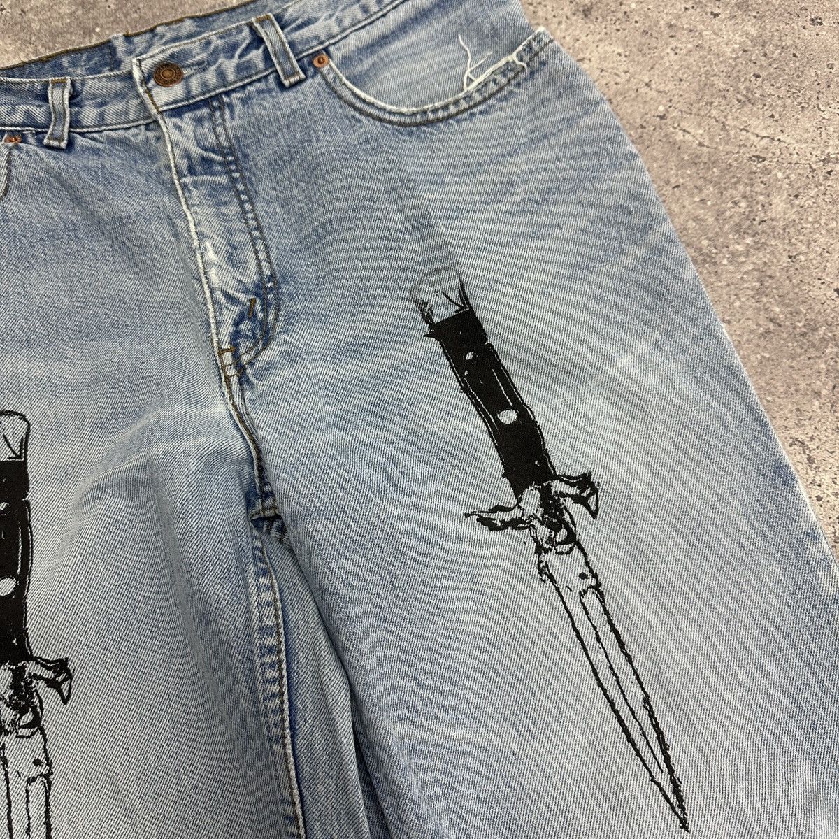 Levi's Vintage 90s Levis 501 Orange Tab Knifes Agony custom jeans Size US 30 / EU 46 - 8 Thumbnail