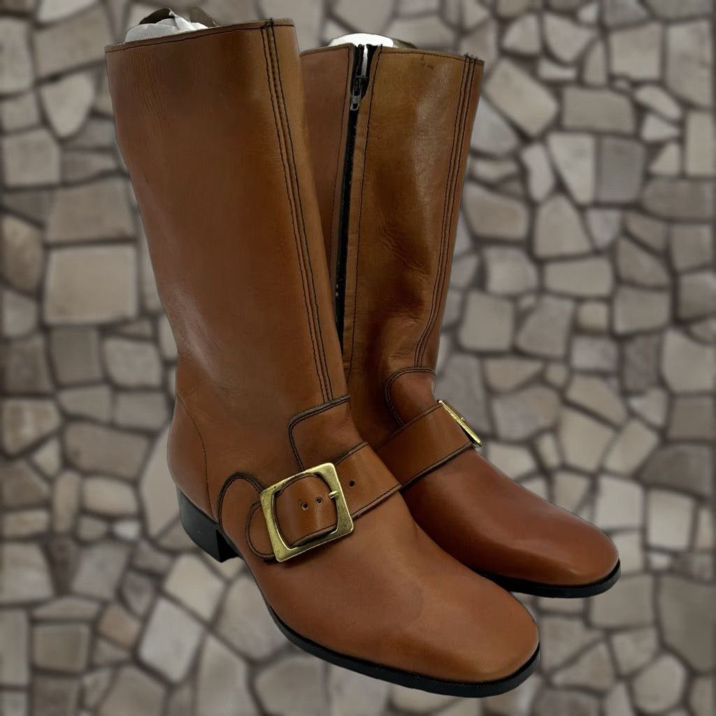 Vintage VINTAGE Thom McAn 70s Western Boots Size 7.5 Brown Leather Mid-Calf Buckle D Women Size US 8 / IT 38 - 1 Thumbnail