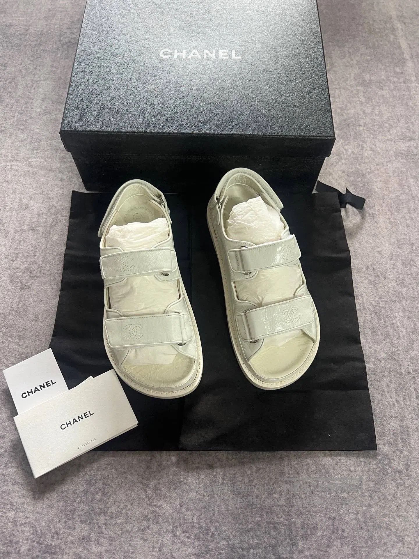 Chanel Chanel White Velcro Sandals| Size US 5 / IT 35 - 1 Thumbnail