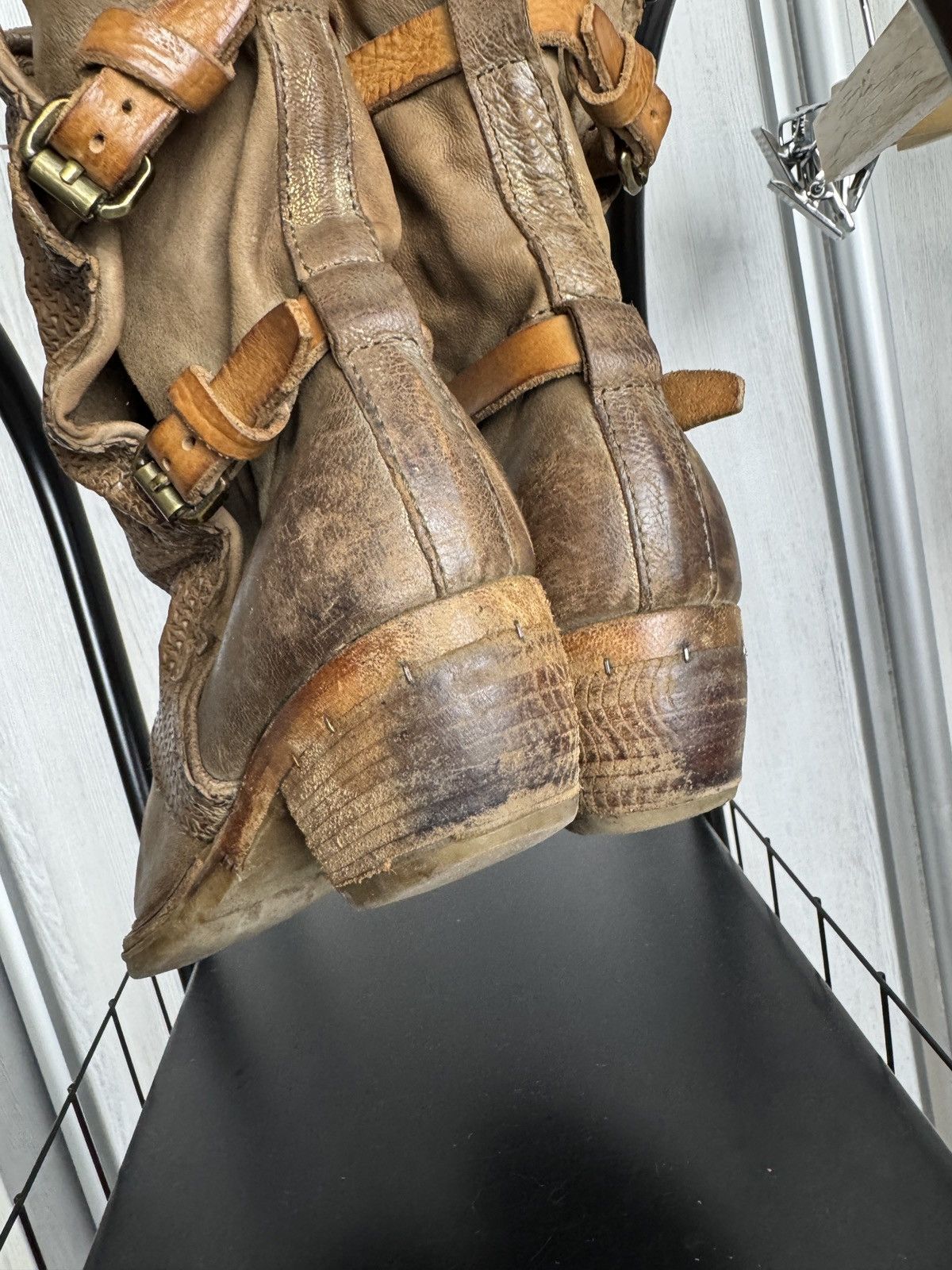A.S.98 Airstep AS98 Brown Leather Boho Biker Ankle Distressed Boots Size US 7 / IT 37 - 14 Thumbnail