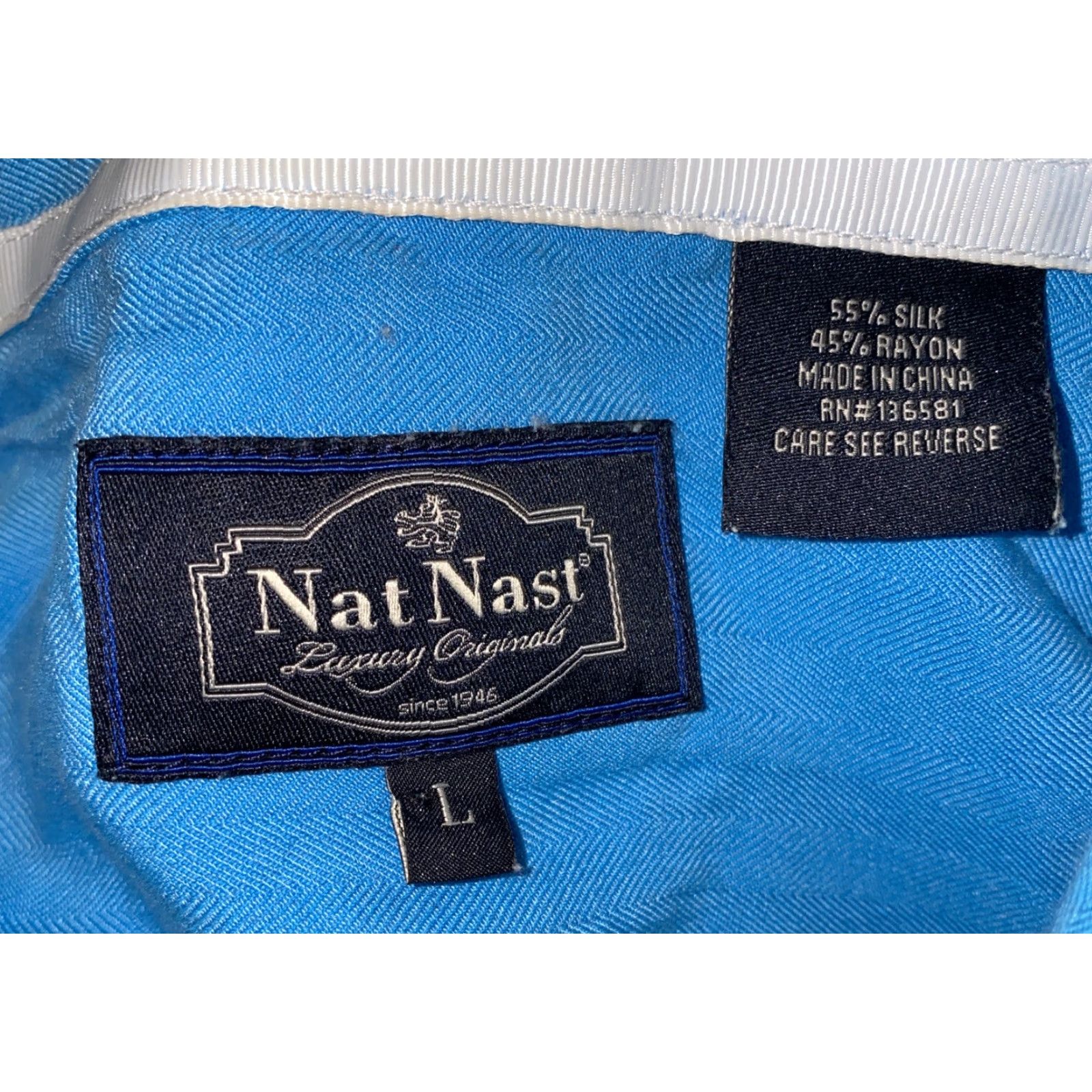 Nat Nast Nat Nast Men's Blue Silk Rayon Short Sleeve Button-Up Shirt Size Large Size US L / EU 52-54 / 3 - 5 Thumbnail