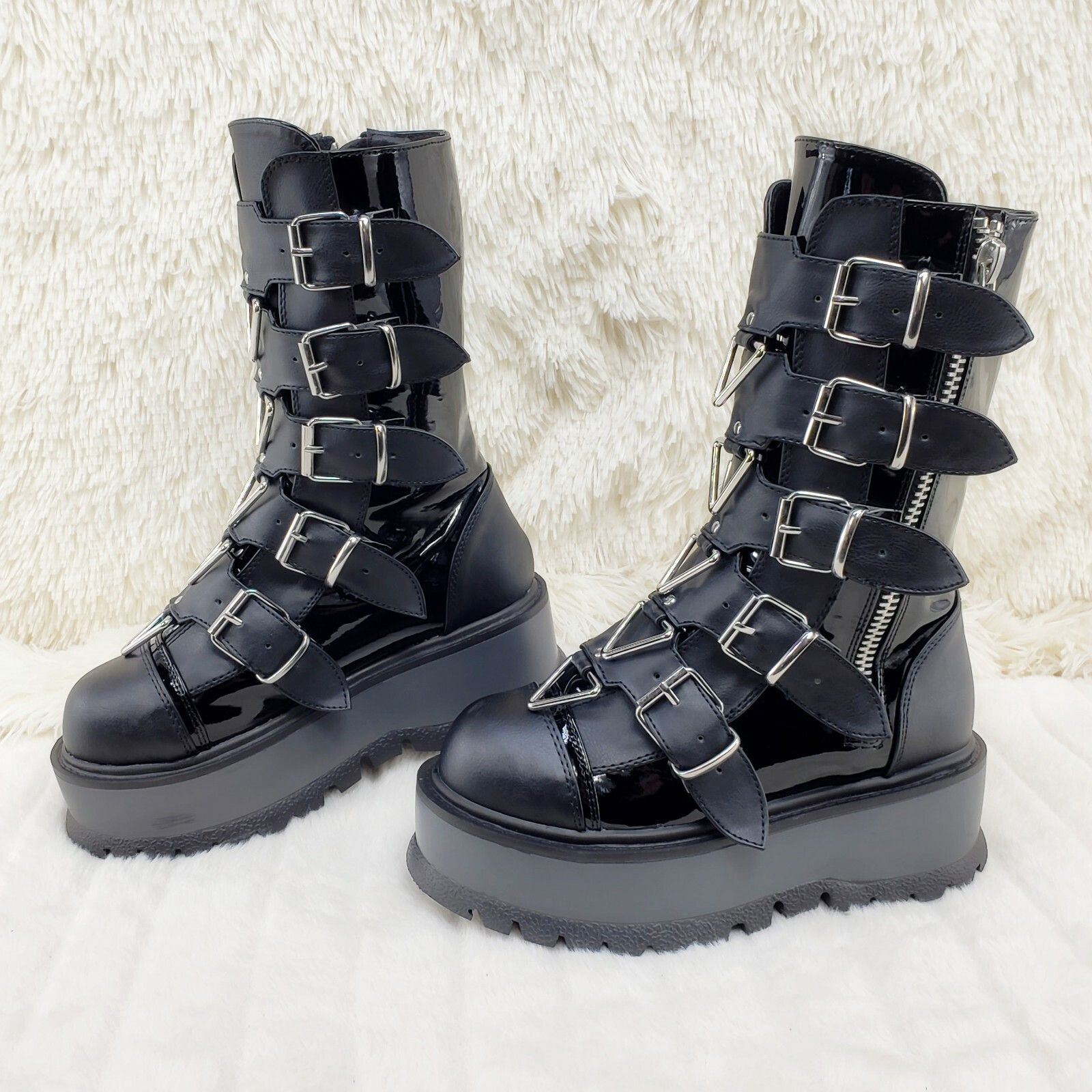 Other DEMONIA Slacker 160 Multi Strap Goth Punk Platform Calf Boot Size US 8 / IT 38 - 1 Thumbnail