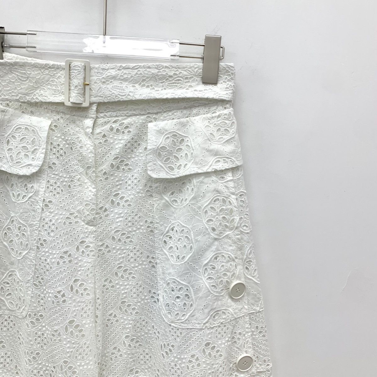 Valentino Valentino White Floral Hollow-out Wide-leg Pants K26WX Size 26" / US 2 / IT 38 - 3 Thumbnail