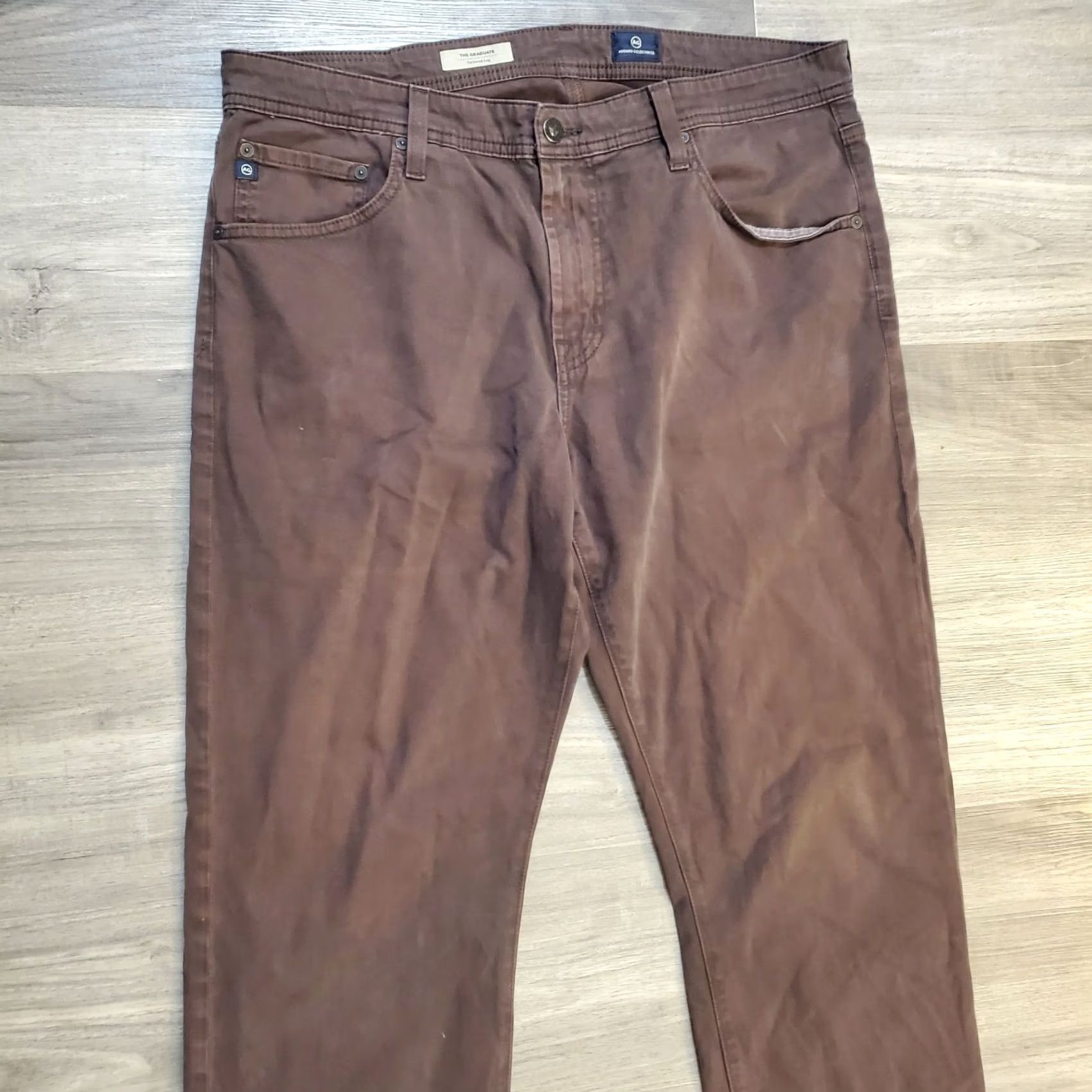 Vintage AG Adriano Goldschmied The Graduate Pants Mens 36x32 Brown Tailored Leg Cotton Size US 36 / EU 52 - 3 Thumbnail
