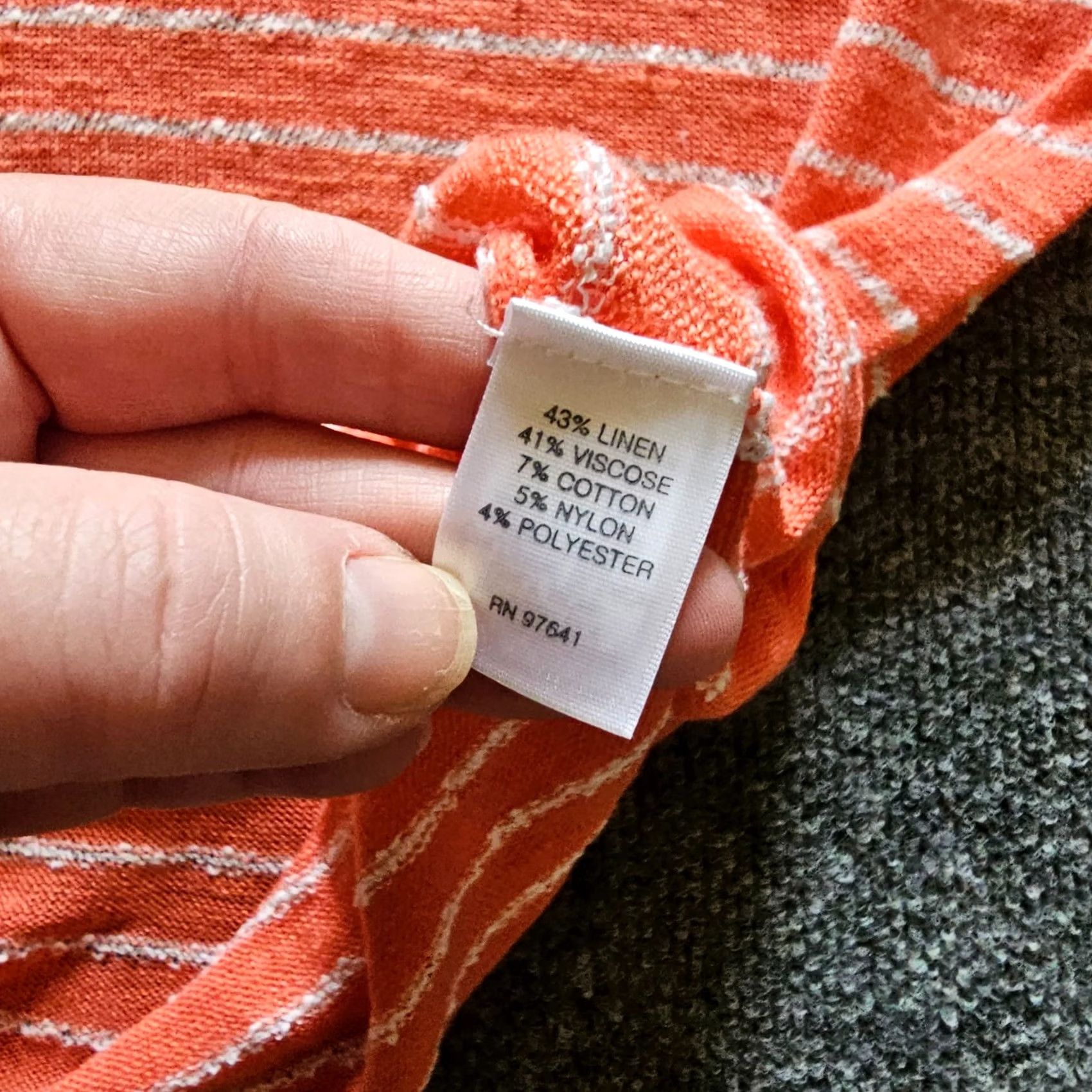 J. Jill J Jill Top Shirt Women Medium Orange Coral Striped Linen 3/4 Sleeve Casual Beach Shirt Size M / US 6-8 / IT 42-44 - 7 Thumbnail