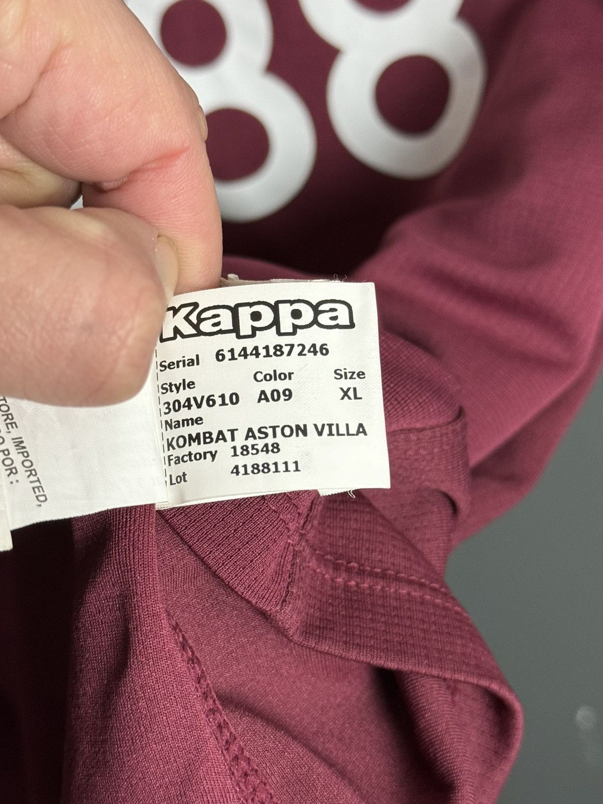 Kappa Aston Villa 19/20 Home Football Jersey Size US XL / EU 56 / 4 - 15 Thumbnail