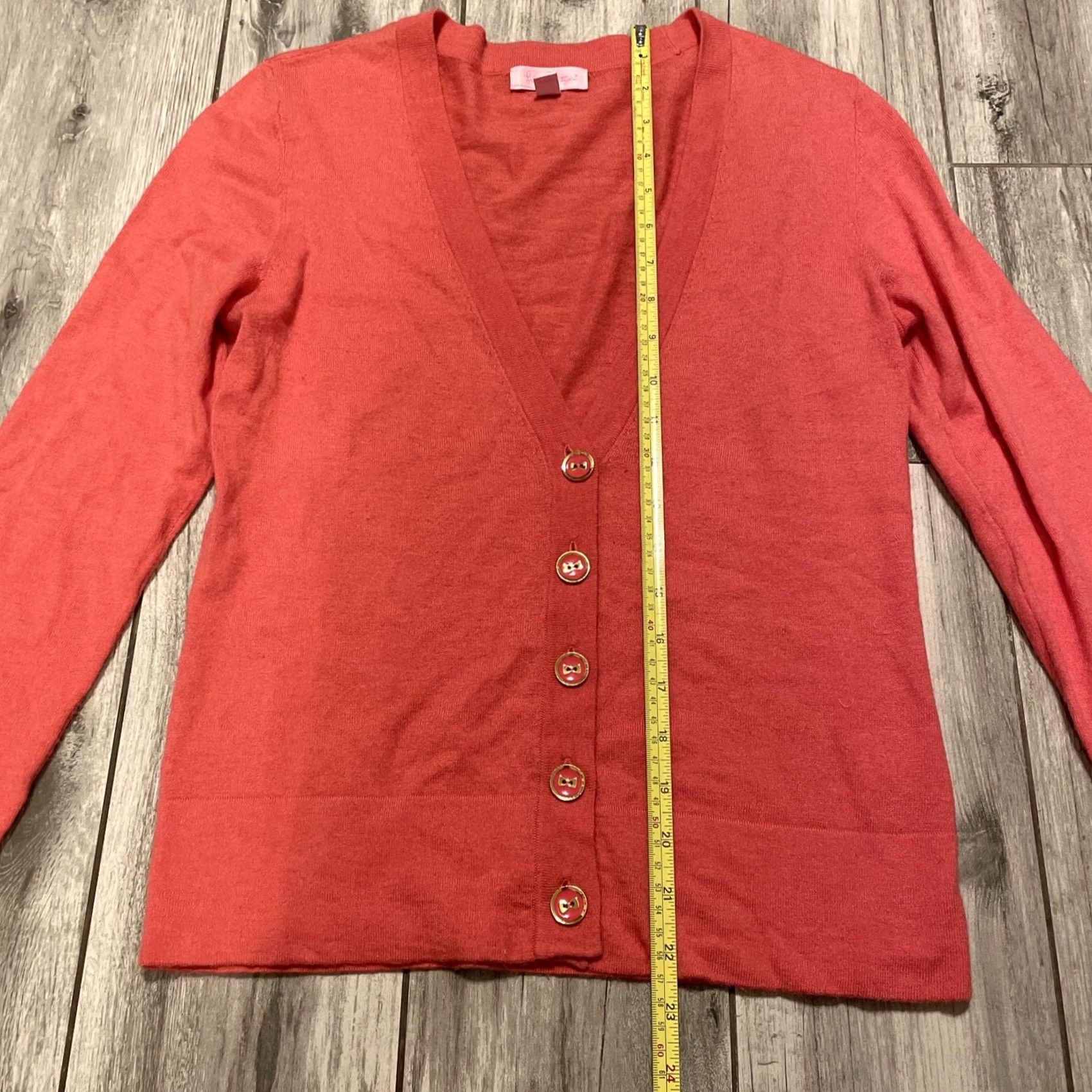 Lilly Pulitzer Lilly Pulitzer Cardigan Sweater M Women Wool Blend Button Front V-Neck Preppy Coral Pink/Med, Regular, Knit, Long Sleeve, Button, Winter Style Size M / US 6-8 / IT 42-44 - 5 Thumbnail