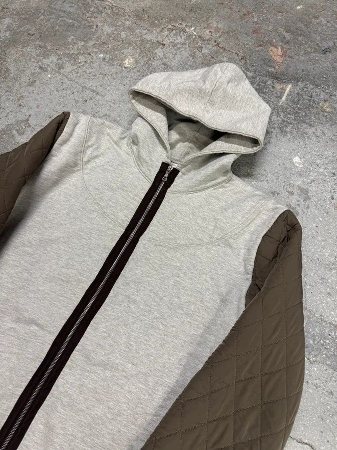 Dries Van Noten × Vintage Dries Van Noten Grey Hybrid Puffer Sleeves Zip-up Sweater Jacket Size US L / EU 52-54 / 3 - 3 Thumbnail