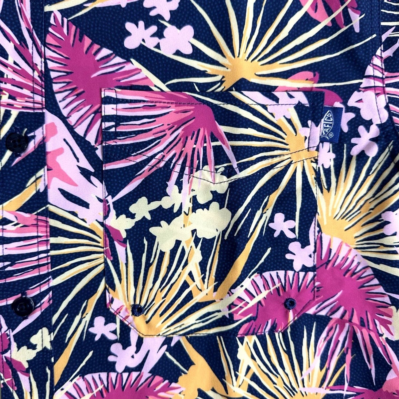 Vintage AFTCO Shirt Mens M Pink Blue Button-Down Short Sleeve Vented Floral Hawaiian Captains Lounge Size US M / EU 48-50 / 2 - 5 Thumbnail
