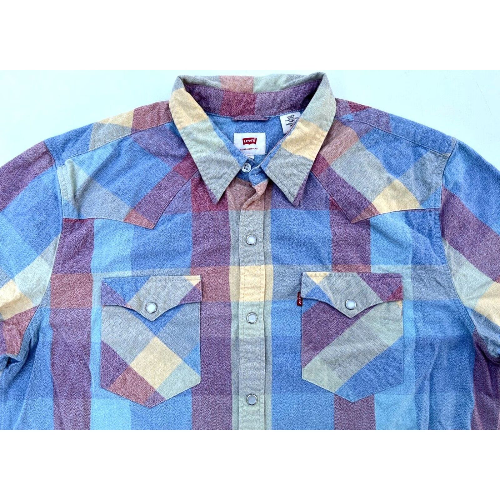 Levi's Levi's Shirt Men’s Short Sleeve Pearl Snap Western Plaid Sz L Multicolor Cotton Button-Up Pocket Western - Mens Size US L / EU 52-54 / 3 - 3 Thumbnail