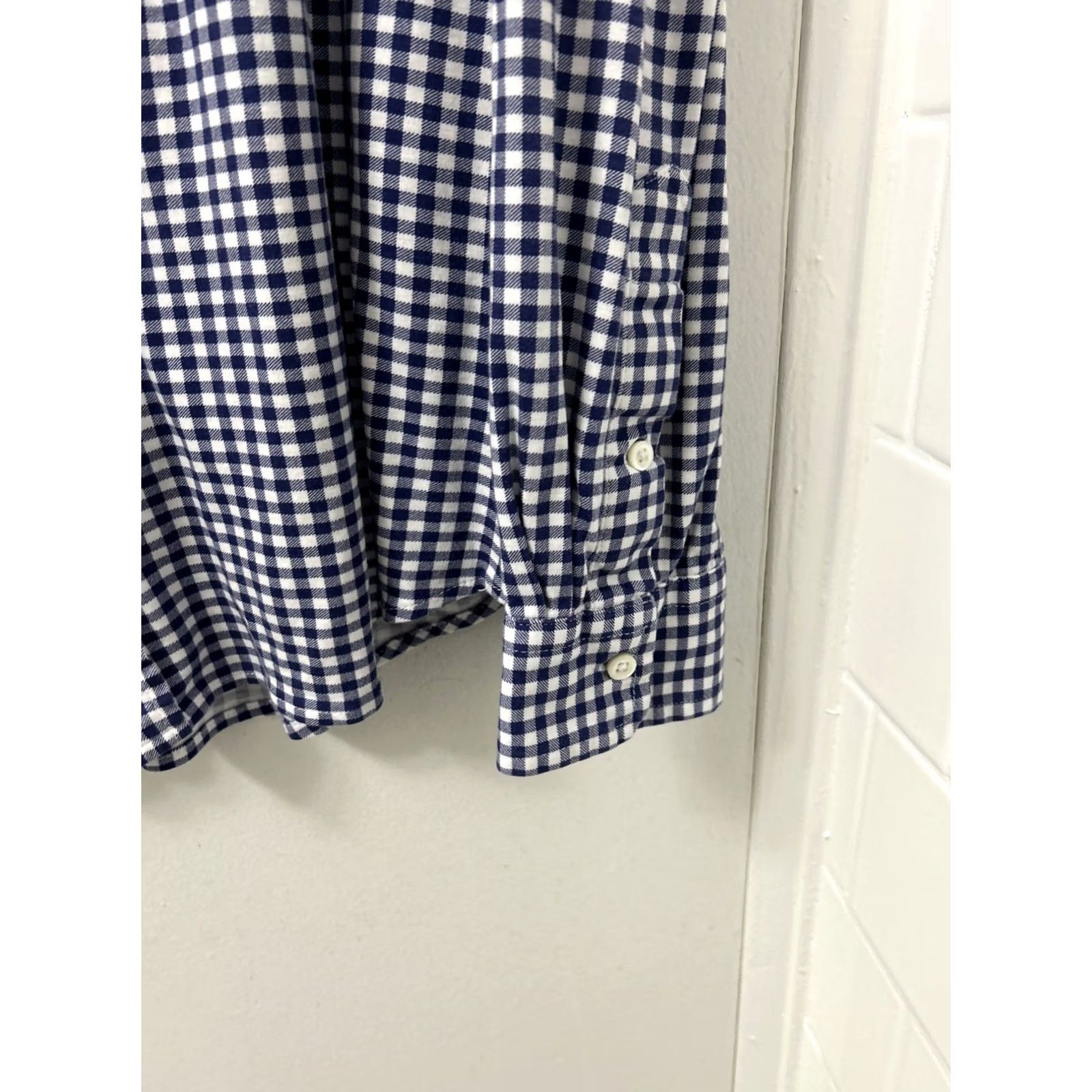 Ralph Lauren Ralph Lauren Knit Dress Shirt Mens L Blue Plaid Button-Down L/S Cotton Knit 28" 25" Pit to Pit Size 42R - 7 Thumbnail