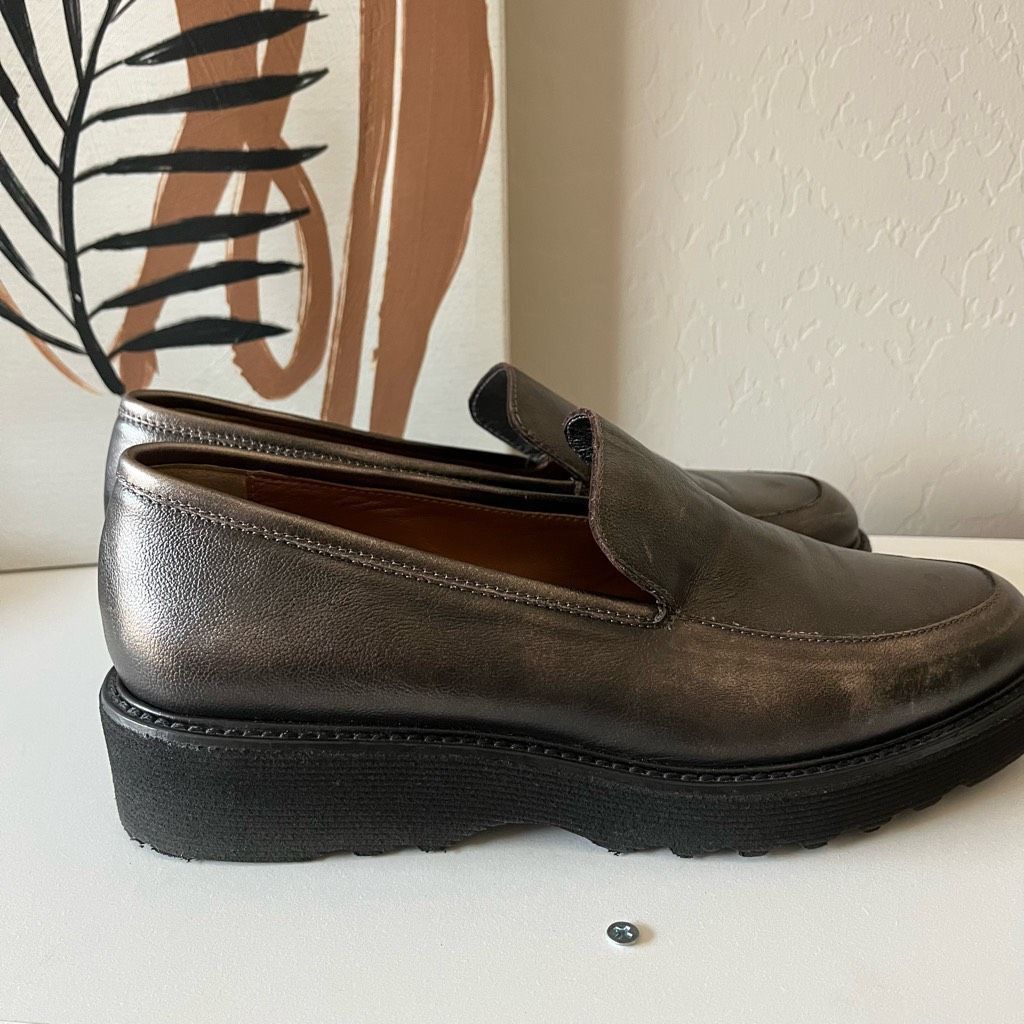 Aquatalia Aquatalia Kelsey Bronze Slip On Platform Leather Loafers Siz Size US 8.5 / IT 38.5 - 2 Thumbnail