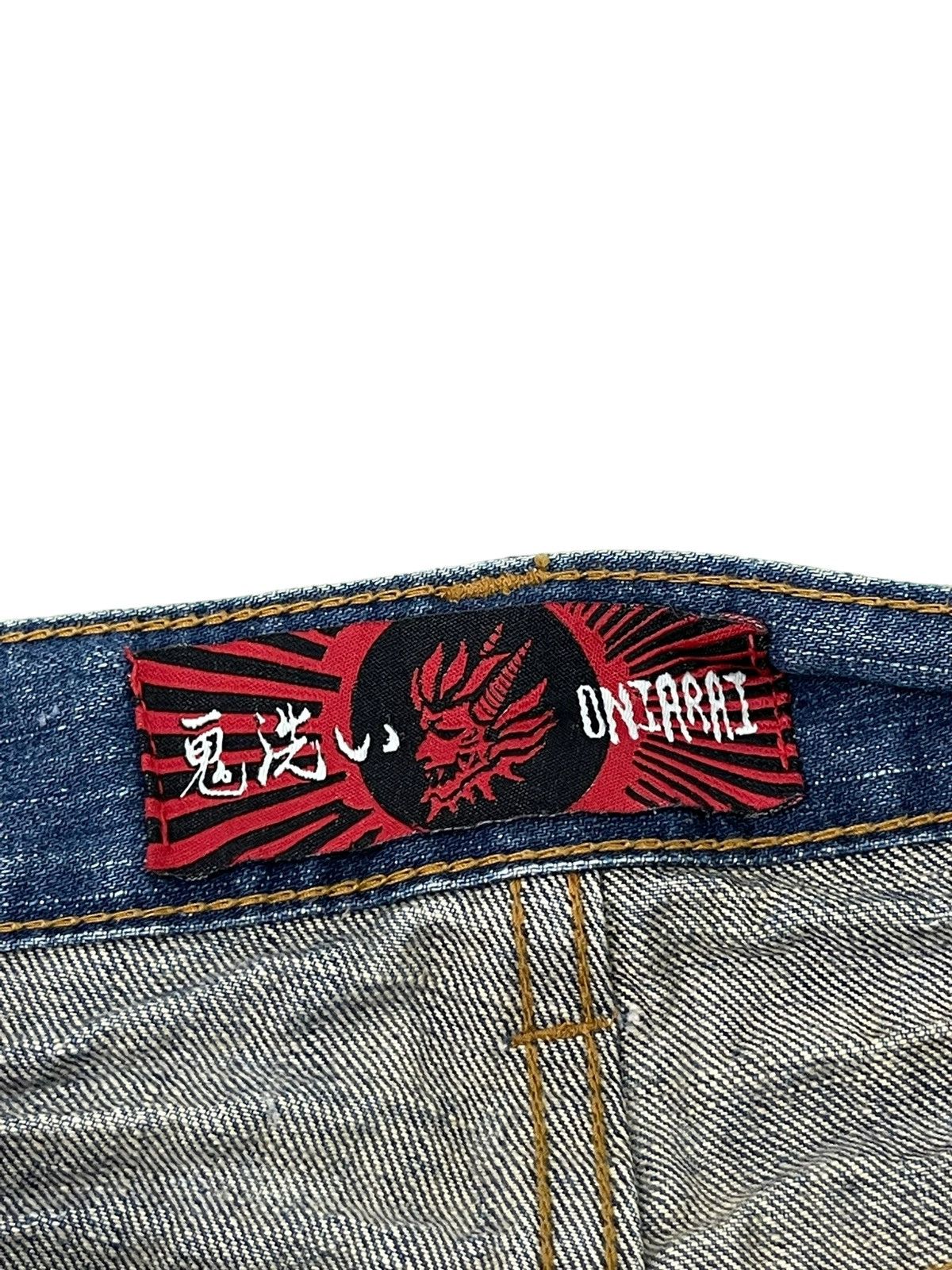 Japanese Brand Distress Thrash Acid Wash Oniarai Denim Regular Fit 7🟦4 Size US 35 - 12 Thumbnail