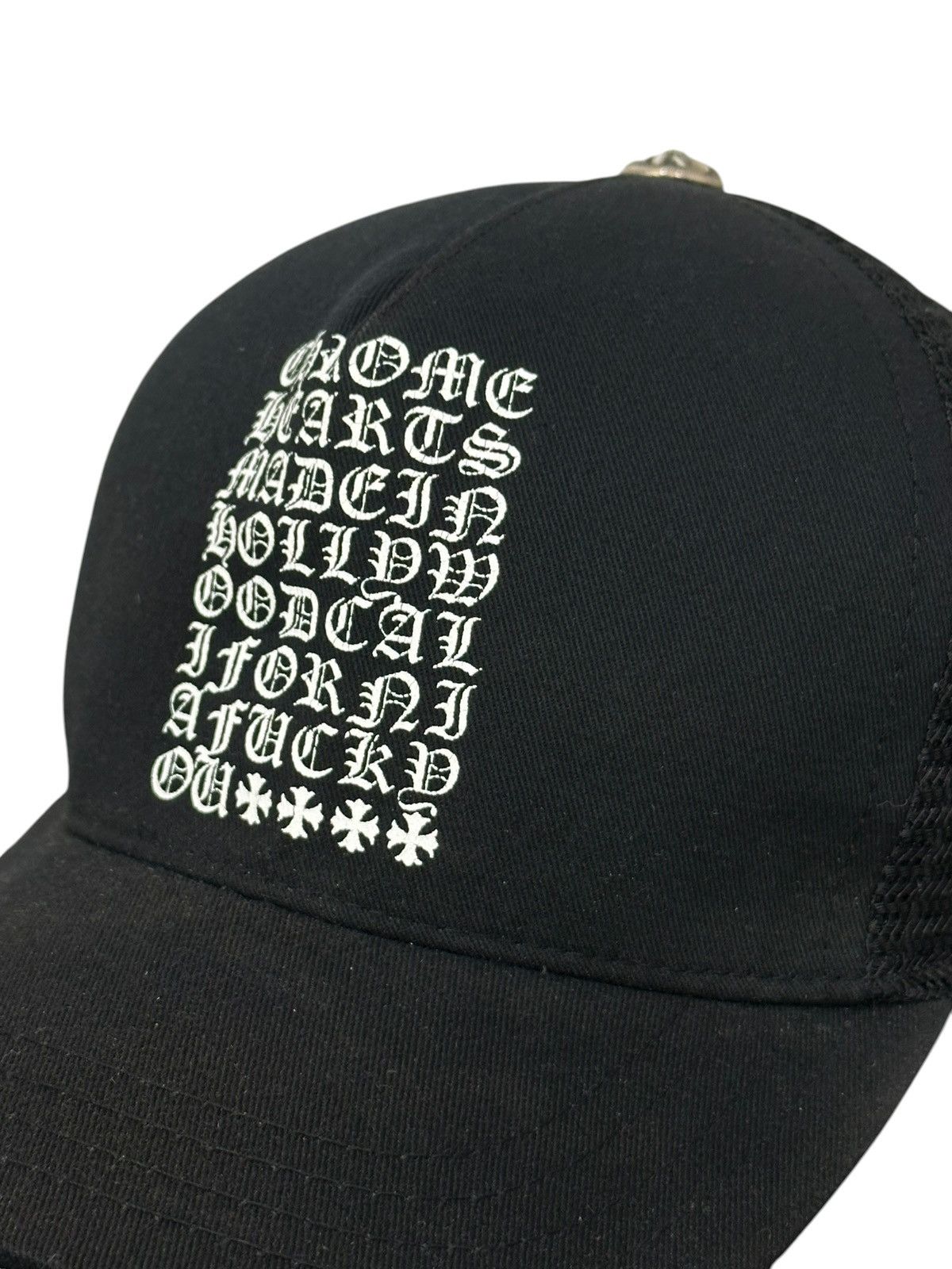 Chrome Hearts Chrome Heart Black Code Logo Trucker Hat Size ONE SIZE - 3 Thumbnail