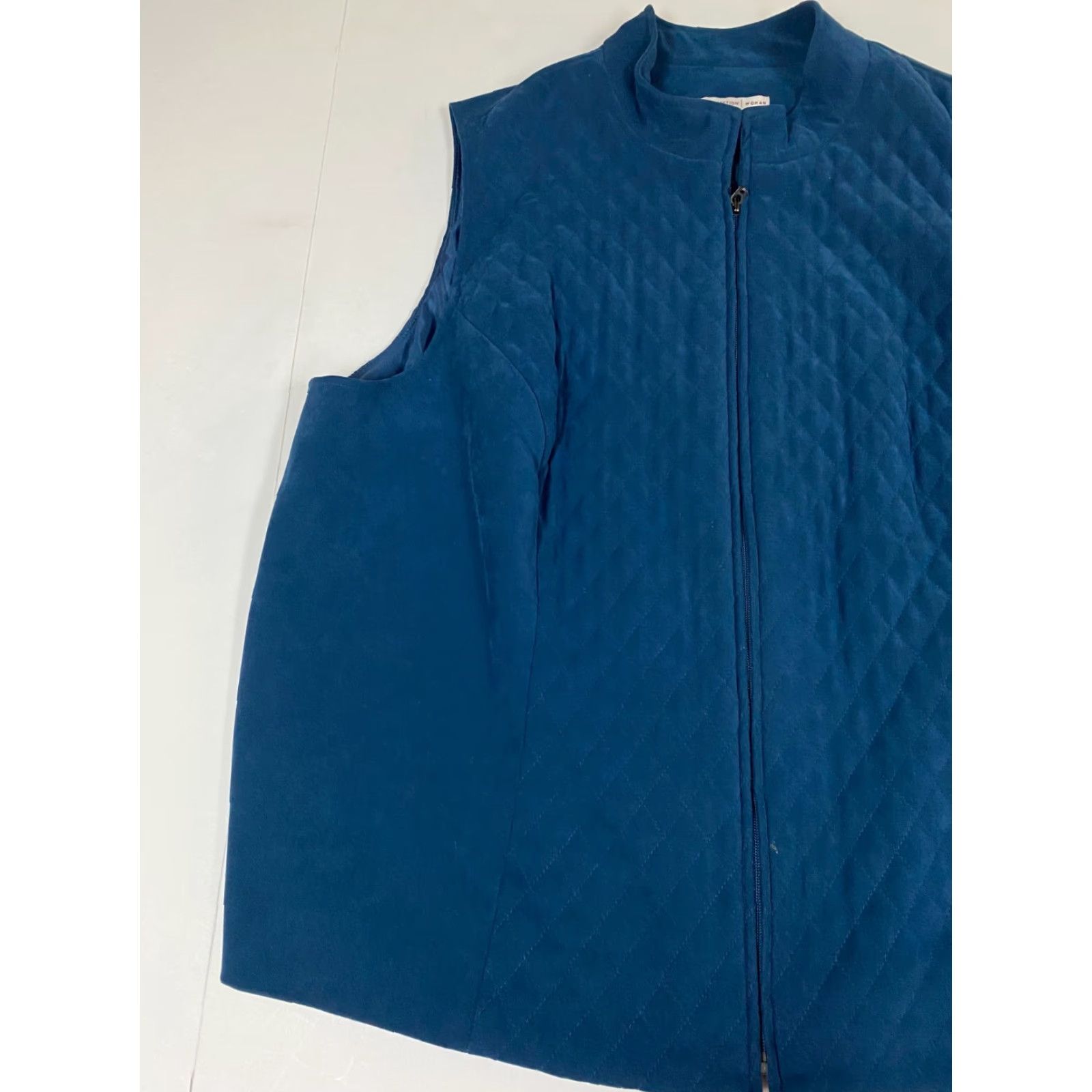 JM Collection JM Collection Vest 20W Plus blue Womens Vest Casual Quilted Knit Polyester Sleeveless Zip Regular Plus Size 20W Womens Fall Short Size 3XL / US 20-22 - 3 Thumbnail
