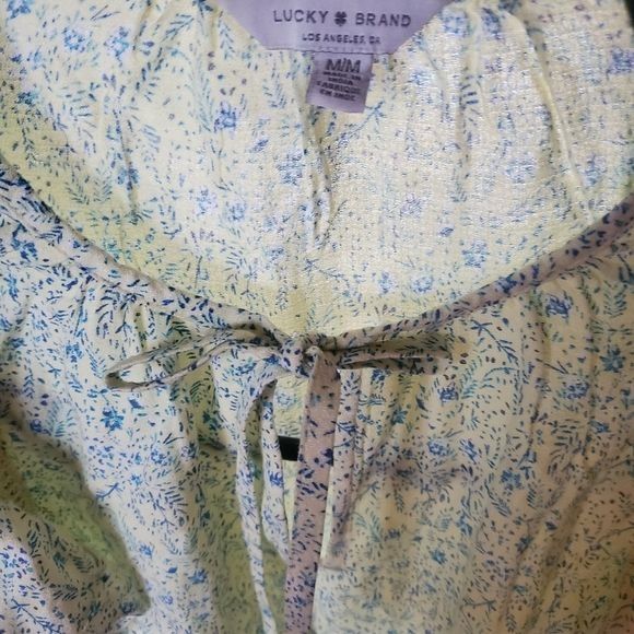 Lucky Brand Lucky Brand Yellow Blue Floral Smock Short Sleeve Sz. M Top Size M / US 6-8 / IT 42-44 - 3 Thumbnail