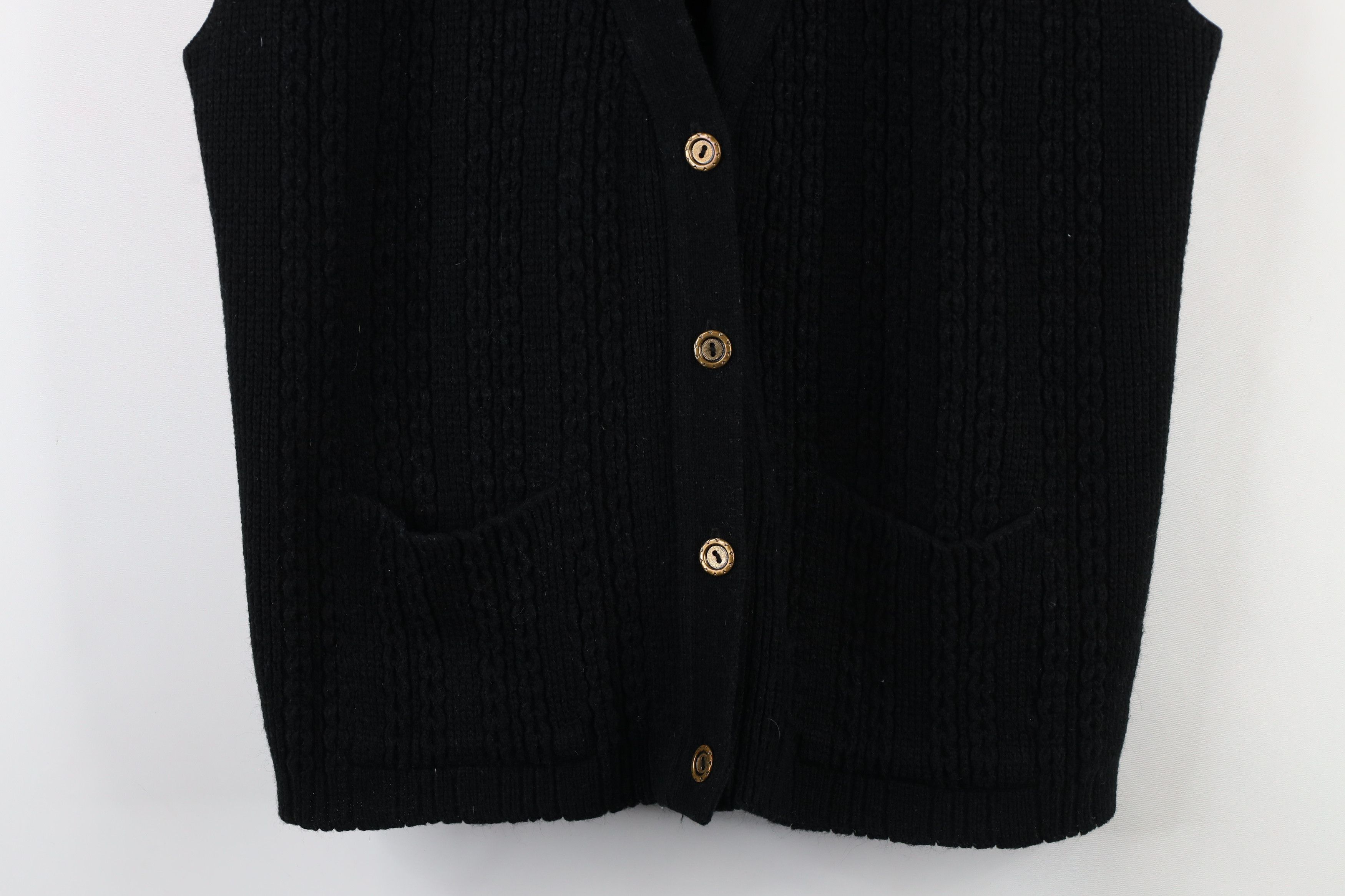 Vintage Vintage 60s 70s Streetwear Cable Knit Sweater Vest Black Size XL / US 12-14 / IT 48-50 - 3 Thumbnail
