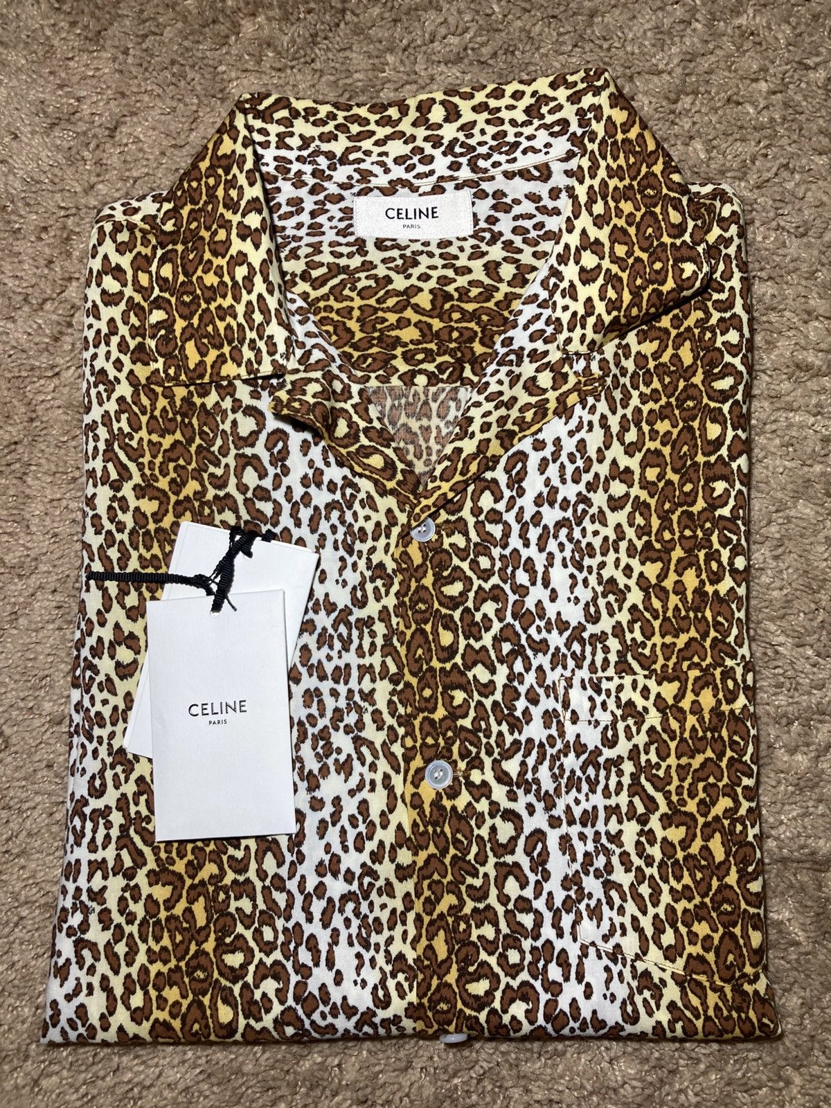 Celine × Hedi Slimane New SS23 Celine Leopard Gradient Camp Collar Shirt 39 2023 Size US M / EU 48-50 / 2 - 1 Thumbnail