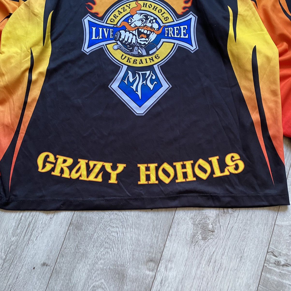 Harley Davidson VINTAGE CRAZY HOHOLS UKRAINE BIKERS FLAME KRAKADIL JERSEY Size US XL / EU 56 / 4 - 8 Thumbnail