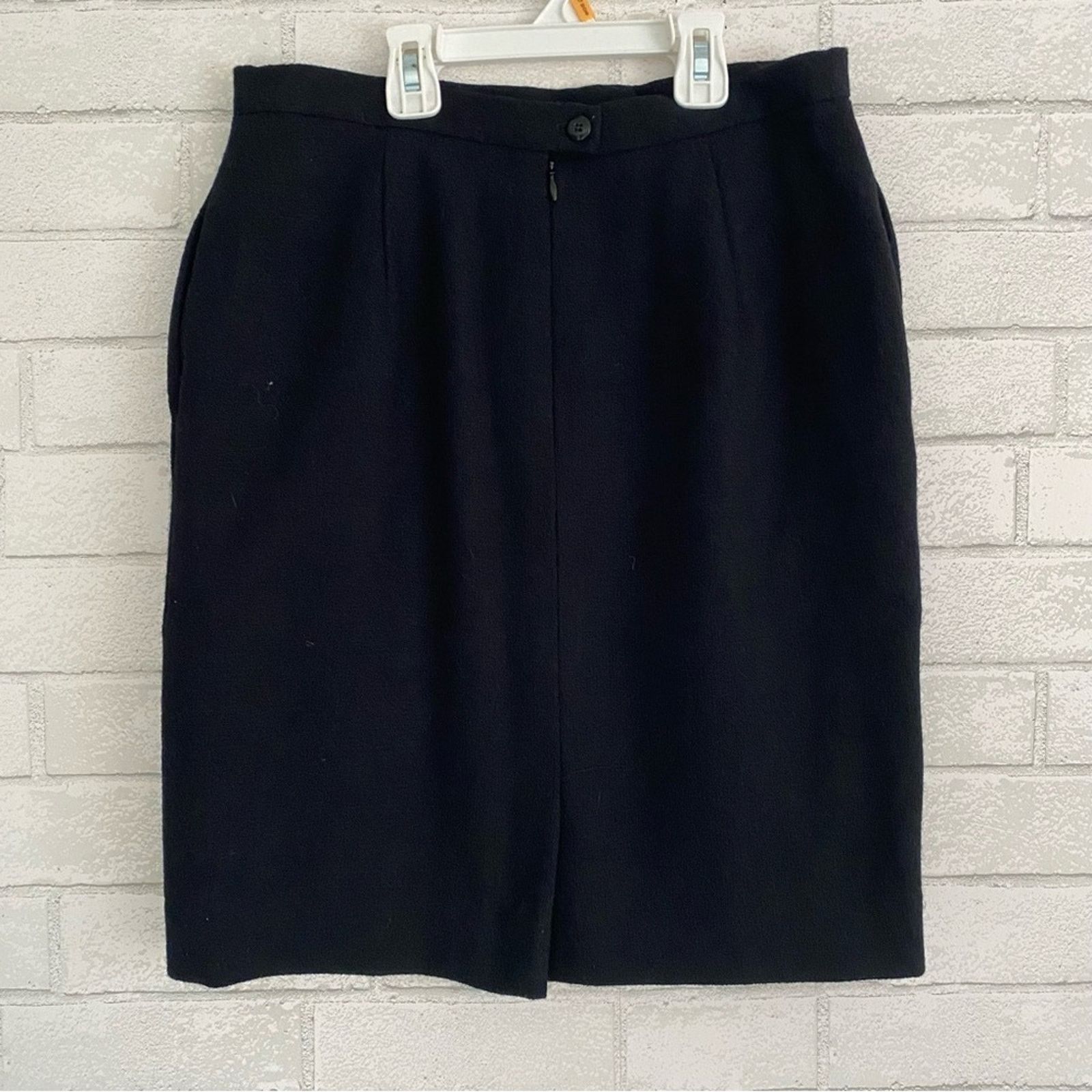 Dior Christian Dior Vtg Blk Womens Woo Suit Blazer Skirt 12P EUC Size XL / US 12-14 / IT 48-50 - 9 Thumbnail
