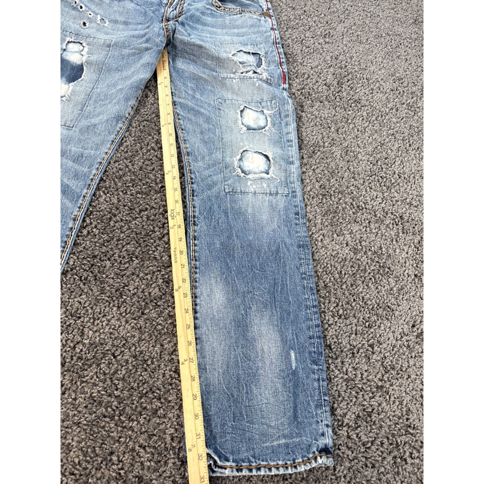 True Religion VINTAGE True Religion Jeans Ricky Straight 34x33 Men Blue Denim 5-Pocket USA Logo Distressed Size US 34 / EU 50 - 2 Thumbnail