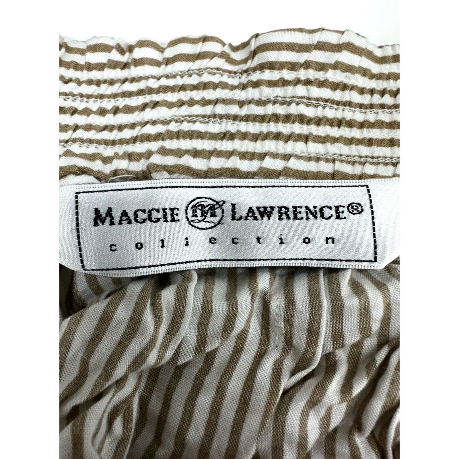 Vintage Maggie Lawrence Collection Womens Skirt Size 18-20 Tan White Stripe Skirt Casual Bohemian 20s? Size 40" / US 18 - 3 Thumbnail