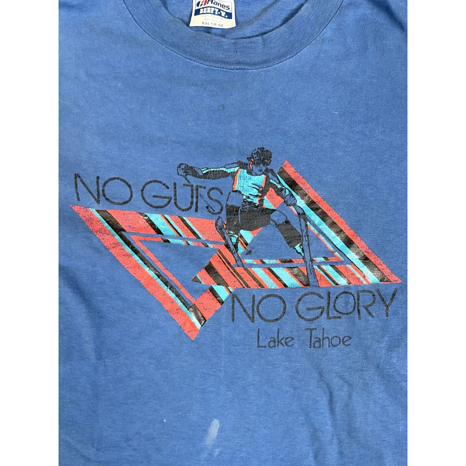 Hanes VINTAGE Hanes T-Shirt Lake Tahoe Short Sleeve Blue XL USA 90s Ski Stitch Men Reads Read Size US XL / EU 56 / 4 - 2 Thumbnail