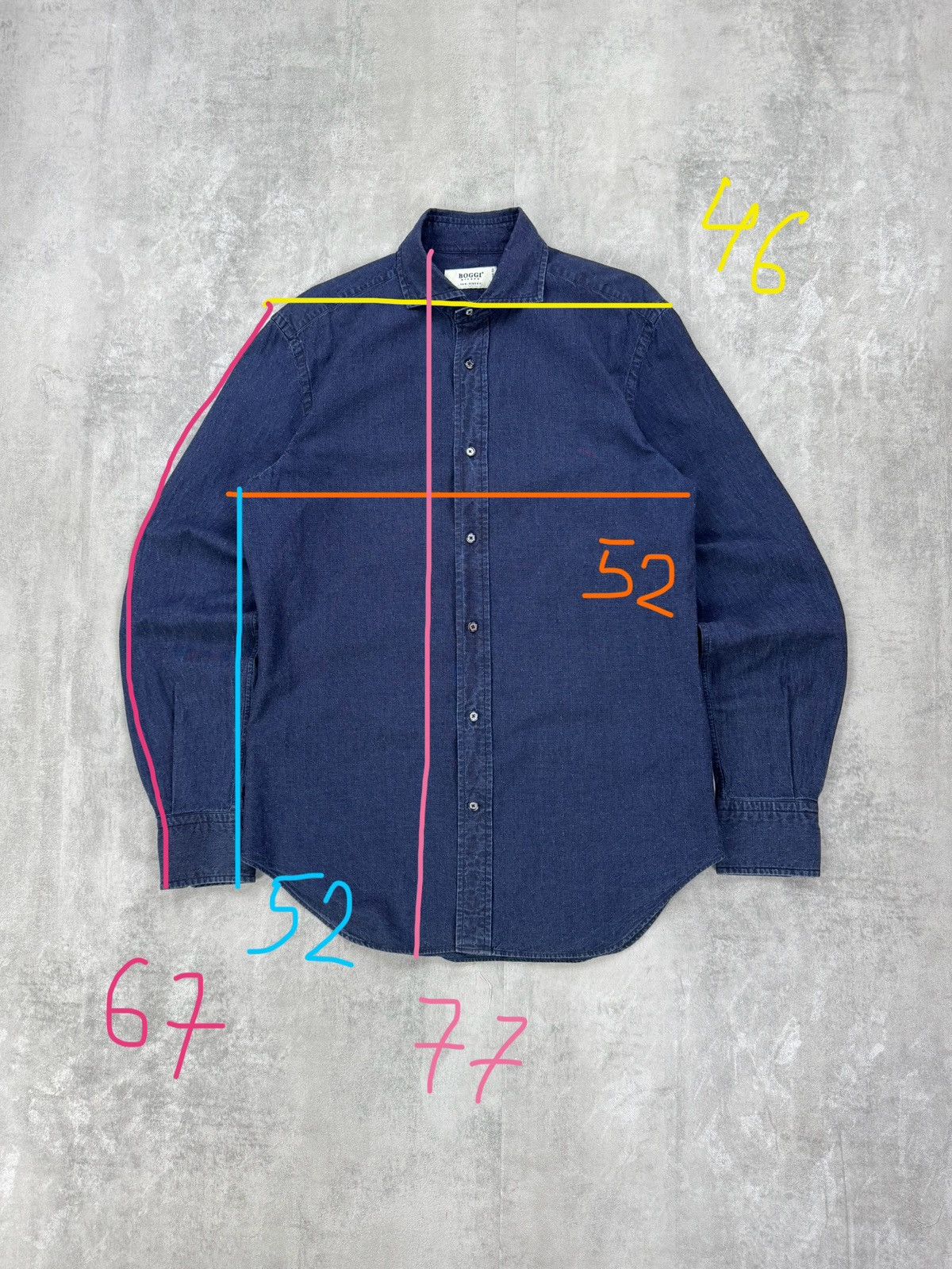 Boggi BOGGI MILANO Denim shirt Long sleeve BUTTON UP Mens size M Size US M / EU 48-50 / 2 - 9 Thumbnail