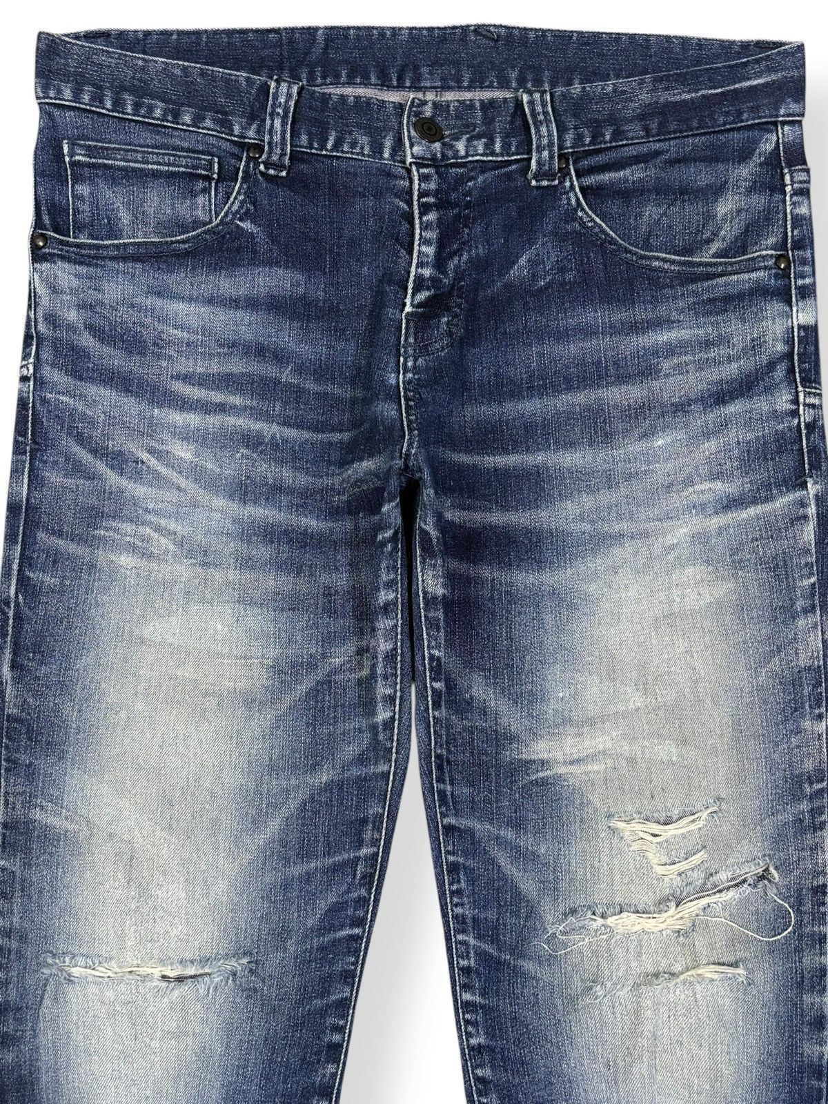 Tornado Mart Vintage Tornado Mart Whiskers Faded Wash Distressed Jeans Size US 33 - 3 Thumbnail